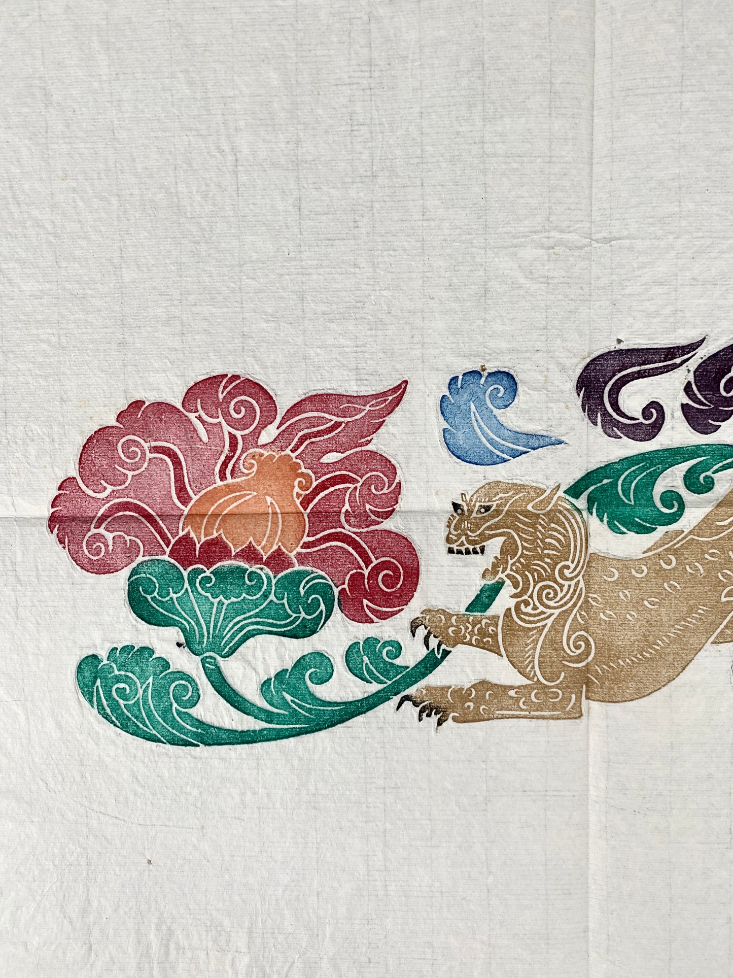2x Japanischer Farbholzschnitt, Fuchs/Kitsune und Tiger