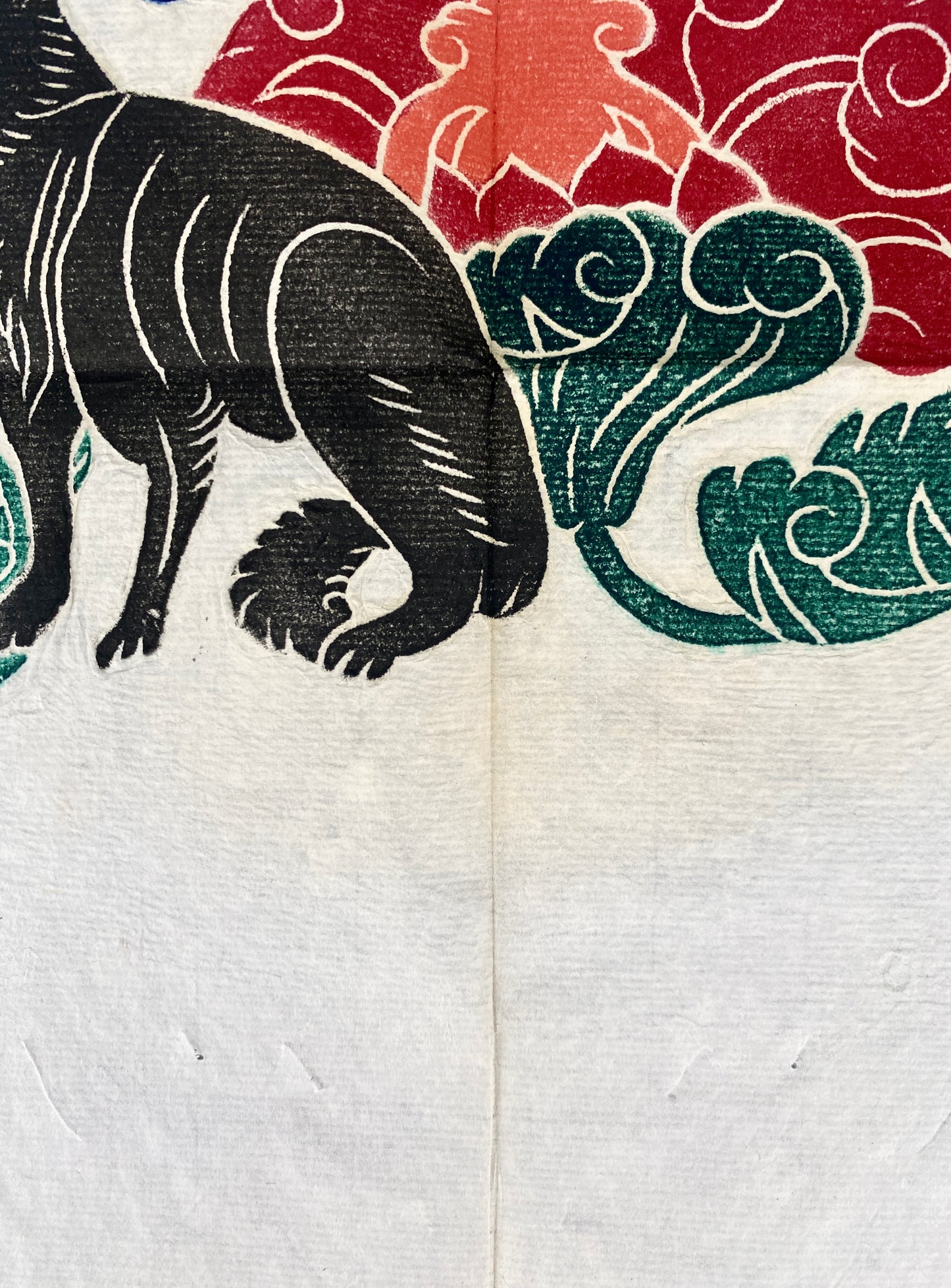 2x Japanischer Farbholzschnitt, Fuchs/Kitsune und Tiger