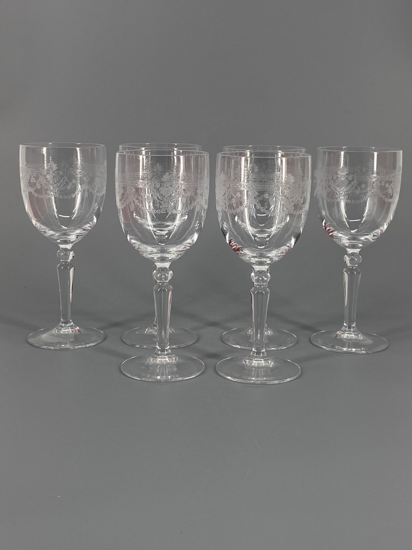 6 große Weingläser Dampierre von Cristal d'Arques 26 cl, Frankreich, 80er