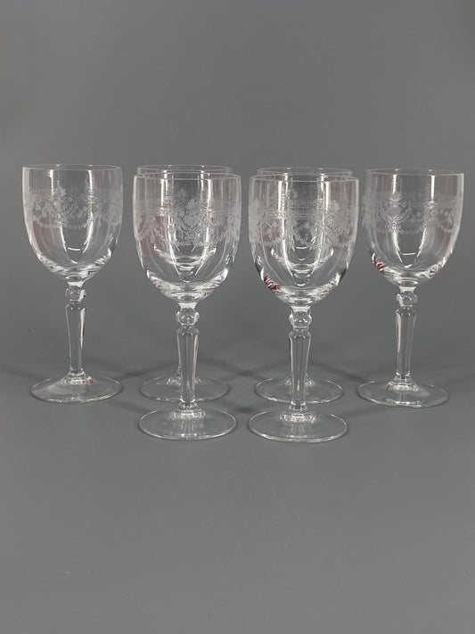 6 große Weingläser Dampierre von Cristal d'Arques 26 cl, Frankreich, 80er