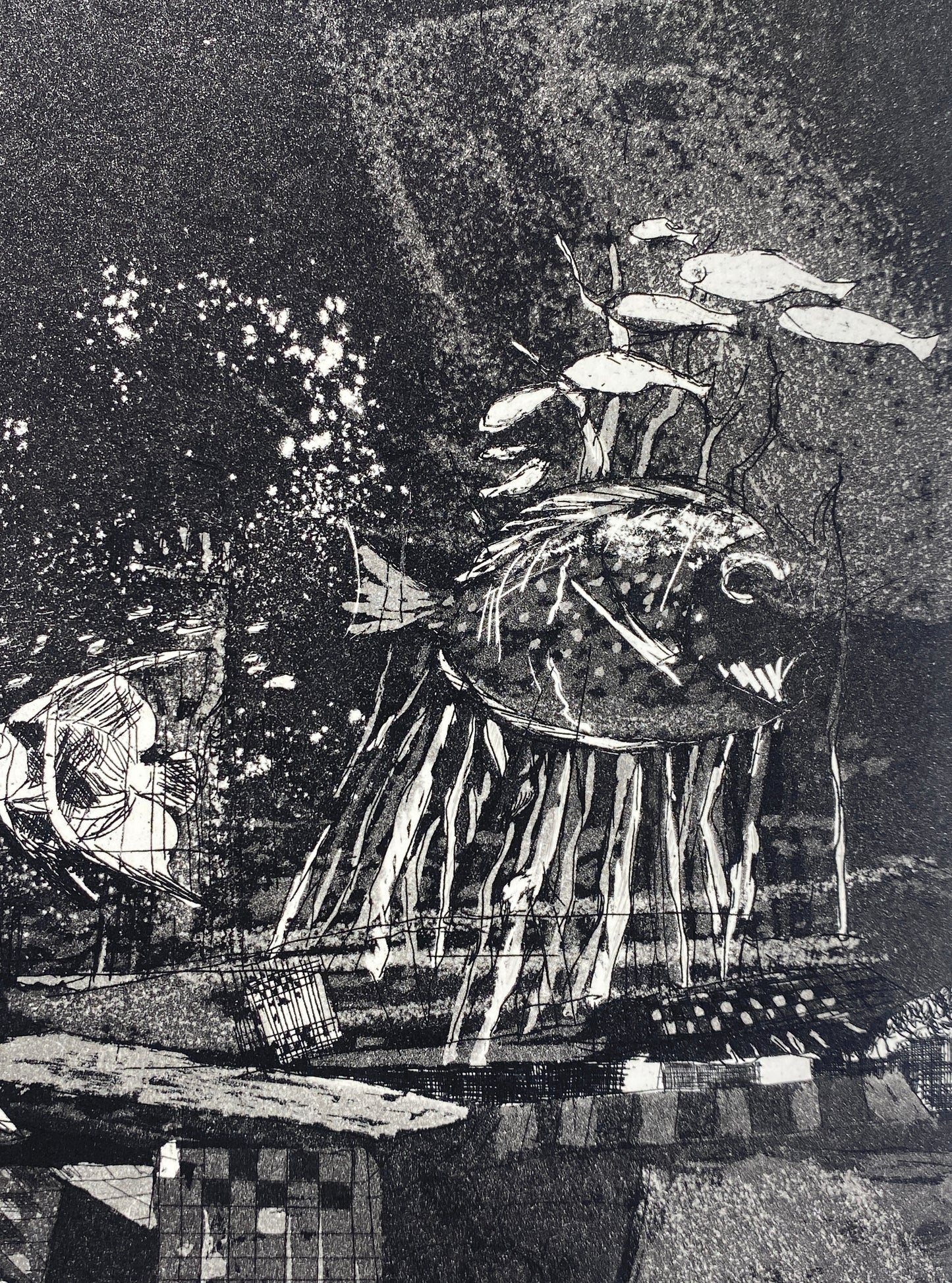 Signierte Aquatinta-Radierung "Atlantis" von Wolfgang Werkmeister, Edition der Griffelkunst-Vereinigung, Hamburg 1971