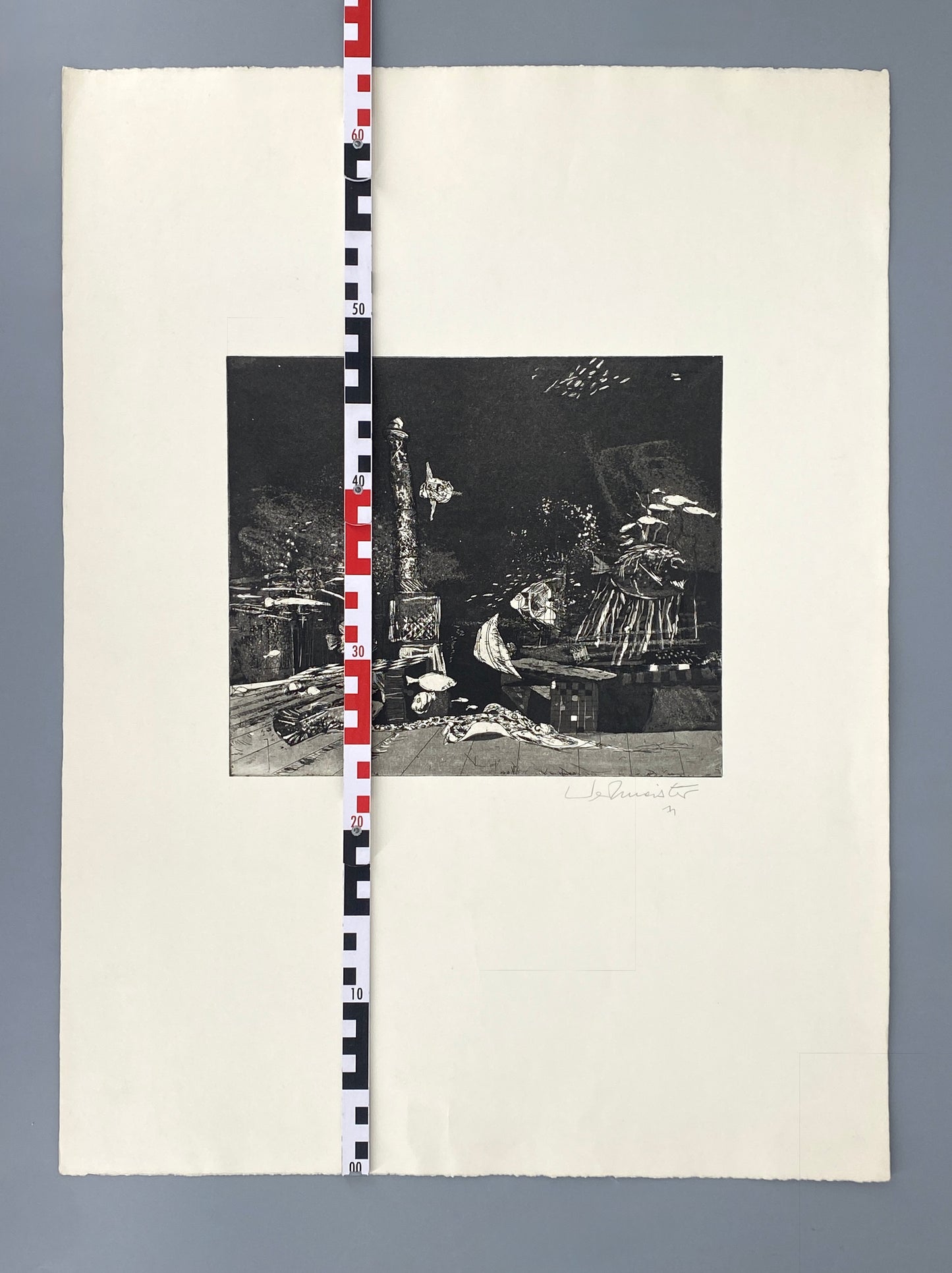 Signierte Aquatinta-Radierung "Atlantis" von Wolfgang Werkmeister, Edition der Griffelkunst-Vereinigung, Hamburg 1971