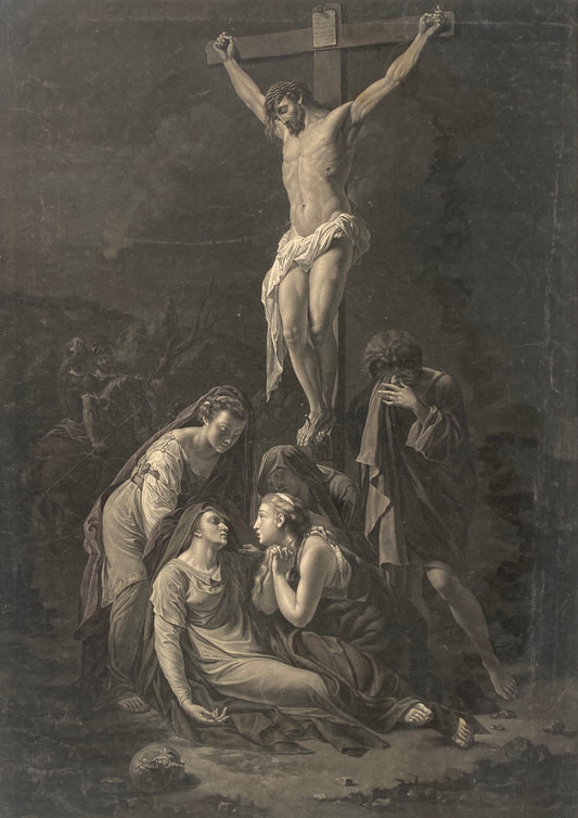 Antikes Mezzotinto "Christus am Kreuz" nach Adriaen van der Werff von Valentine Green (Stecher), London 1792