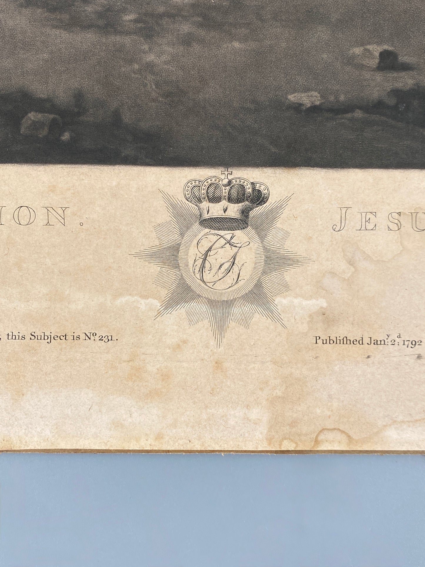 Antikes Mezzotinto "Christus am Kreuz" nach Adriaen van der Werff von Valentine Green (Stecher), London 1792