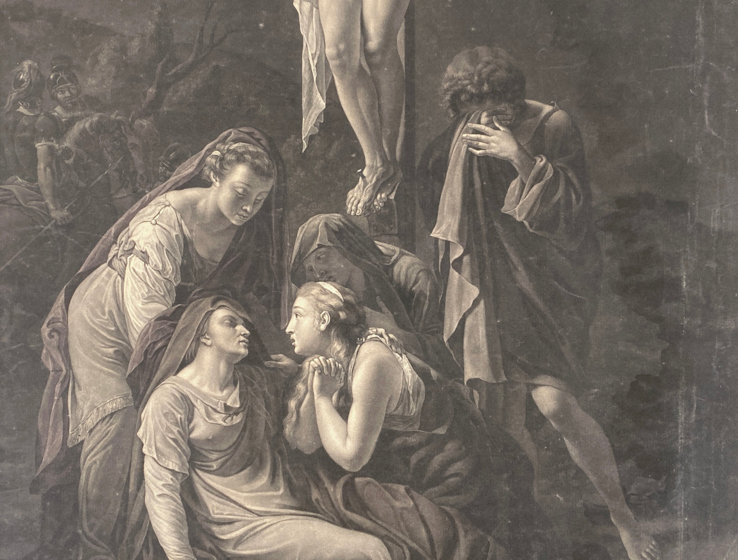 Antikes Mezzotinto "Christus am Kreuz" nach Adriaen van der Werff von Valentine Green (Stecher), London 1792