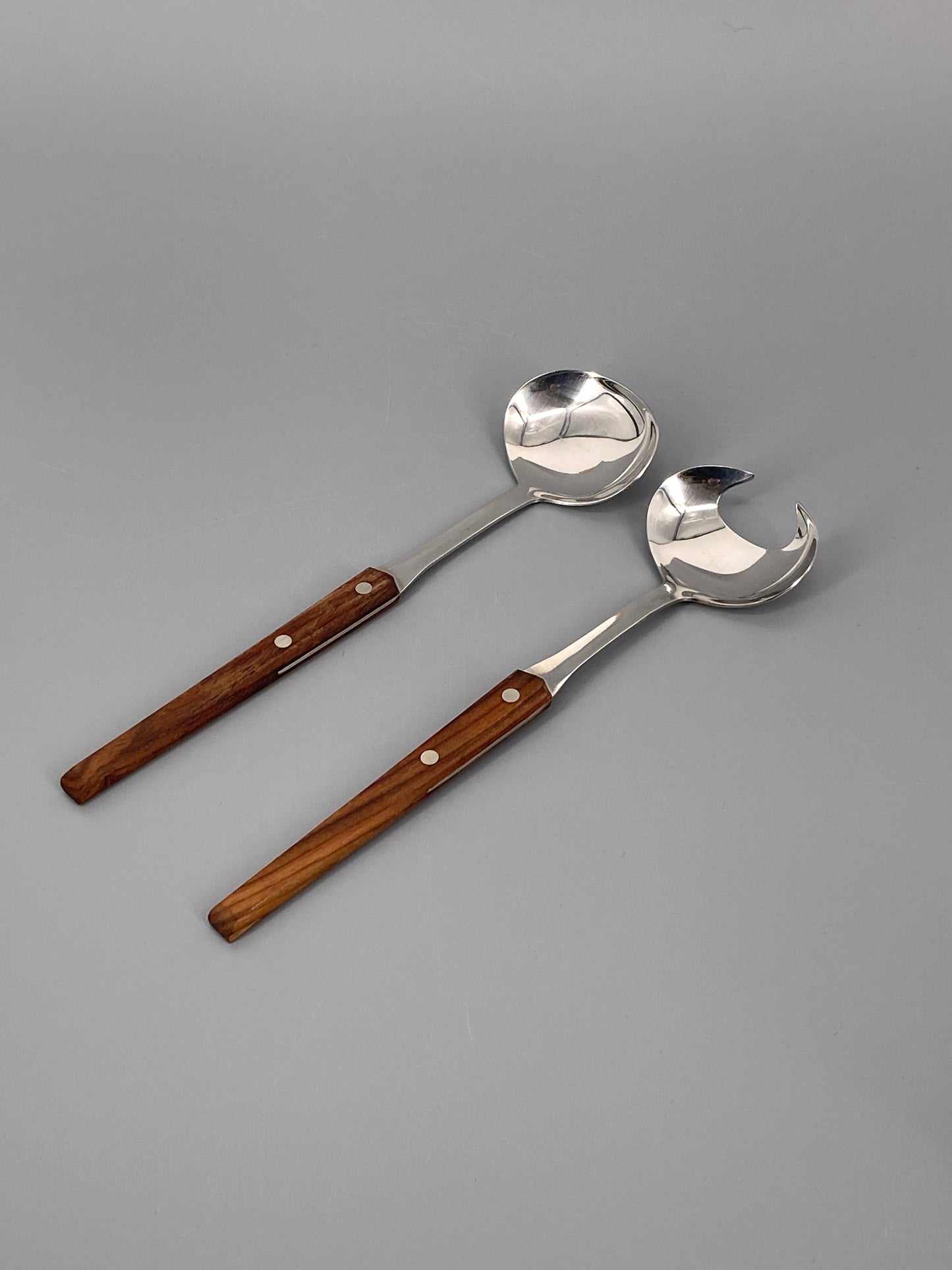Salatbesteck von WMF, aus Cromargan und Holz, Hong Kong