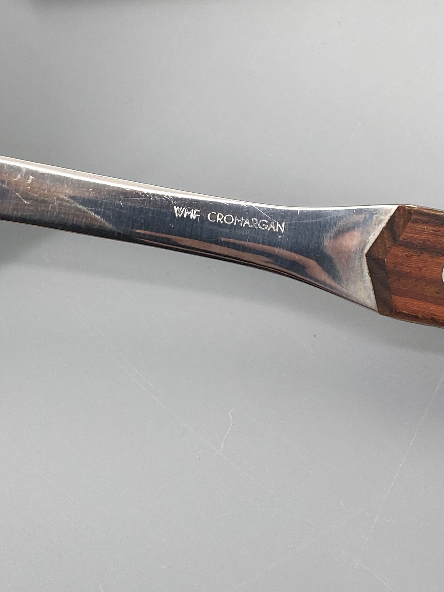 Salatbesteck von WMF, aus Cromargan und Holz, Hong Kong