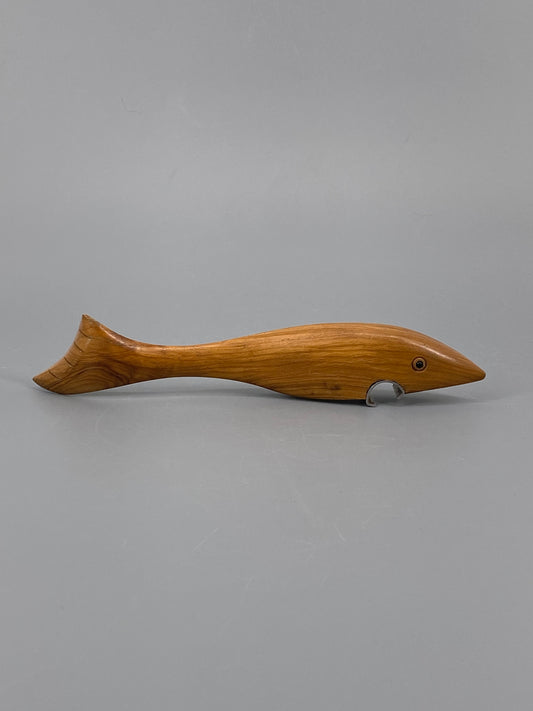 Mid Century Fisch Flaschenöffner, aus Holz