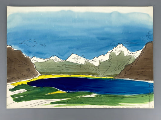 Gouache-Gemälde "Blick von Ascona nach Locarno..." von Heinz Schmidt-Berg (1911–1993), 1962