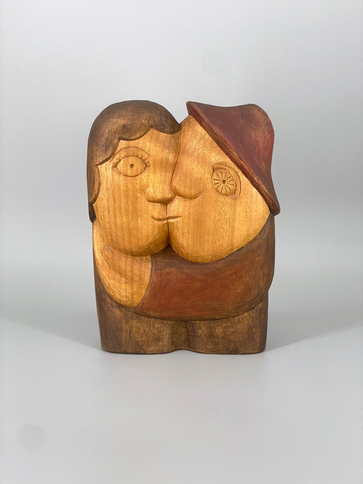 Holzskulptur "Liebespaar" von Henryk Zegadlo, Polen, um 1980er