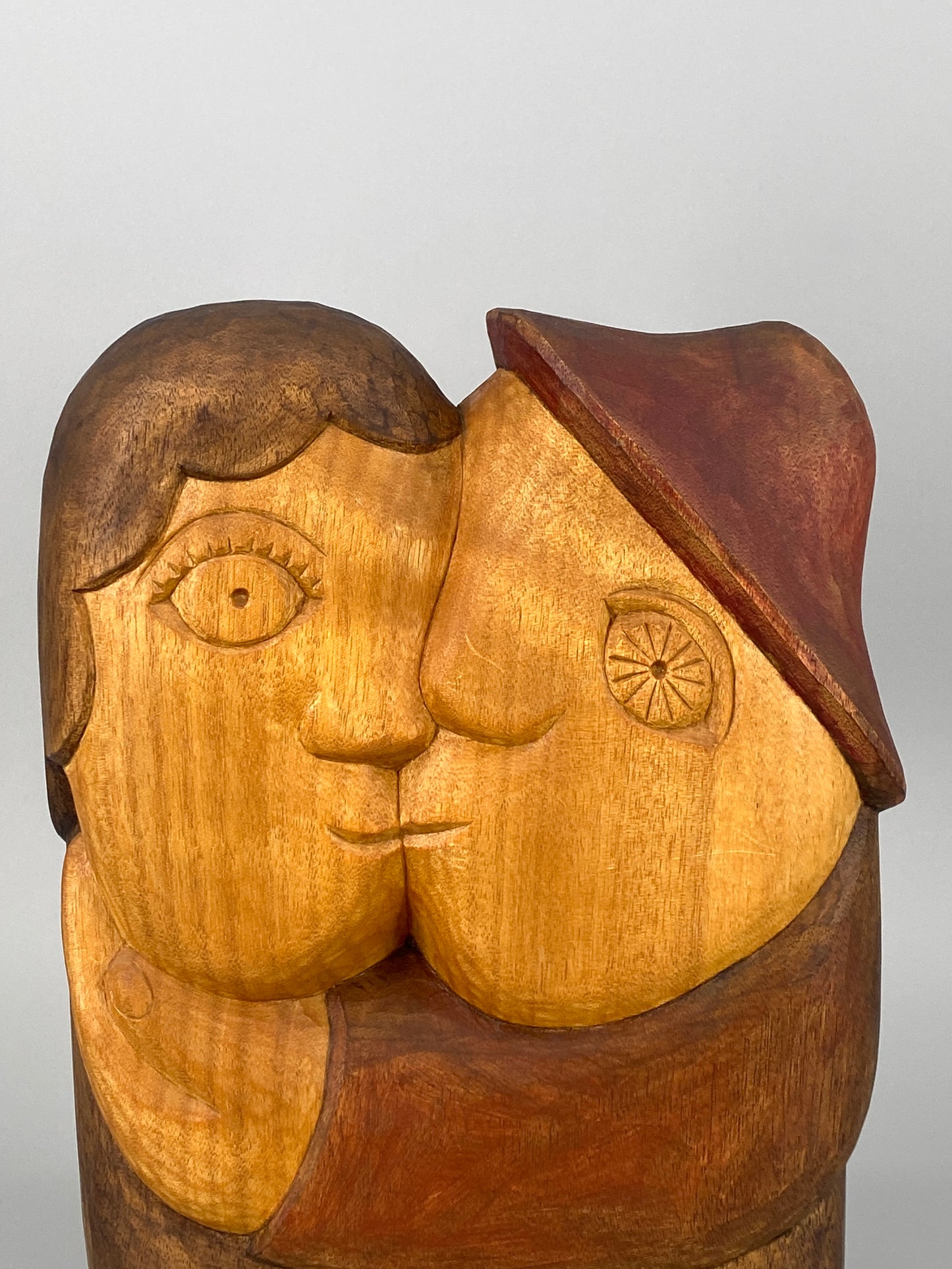 Holzskulptur "Liebespaar" von Henryk Zegadlo, Polen, um 1980er