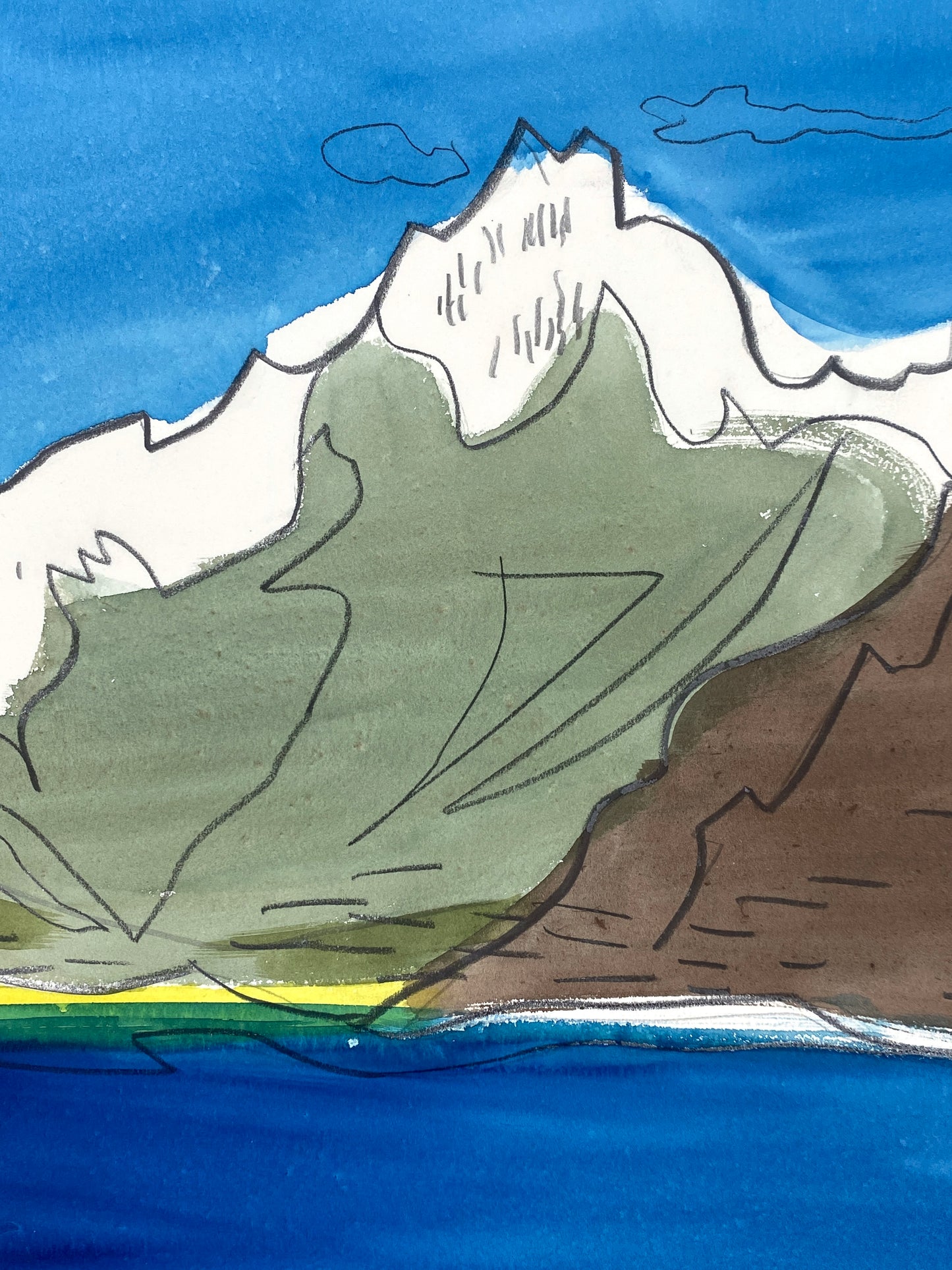 Gouache-Gemälde "Blick von Ascona nach Locarno..." von Heinz Schmidt-Berg (1911–1993), 1962