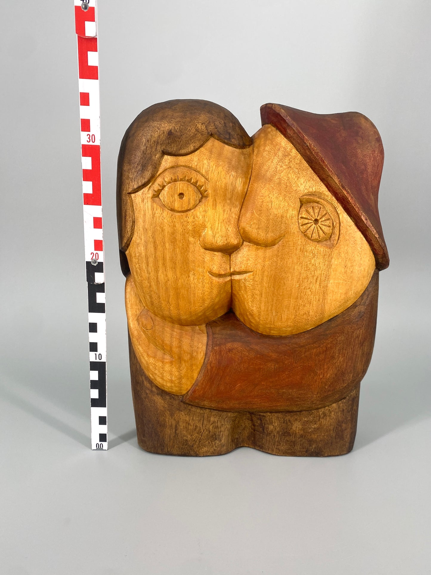 Holzskulptur "Liebespaar" von Henryk Zegadlo, Polen, um 1980er