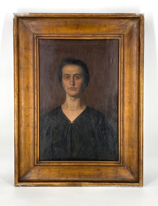 Damenporträt-Ölgemälde von Max Schmidt in originalem Holzrahmen, 1. Hälfte des 20. Jahrhunderts