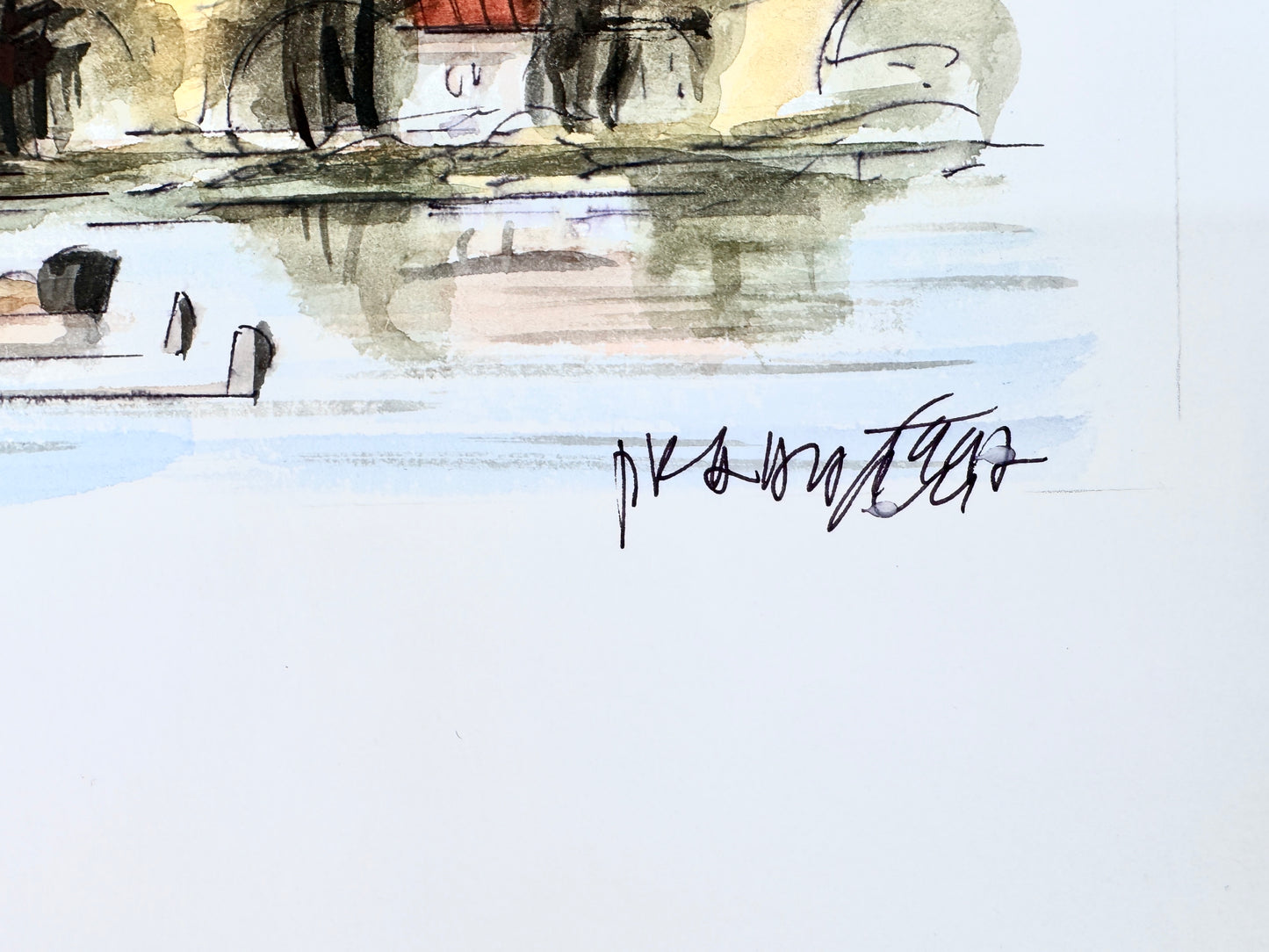 2x Aquarell Prager Burg und Moldau.