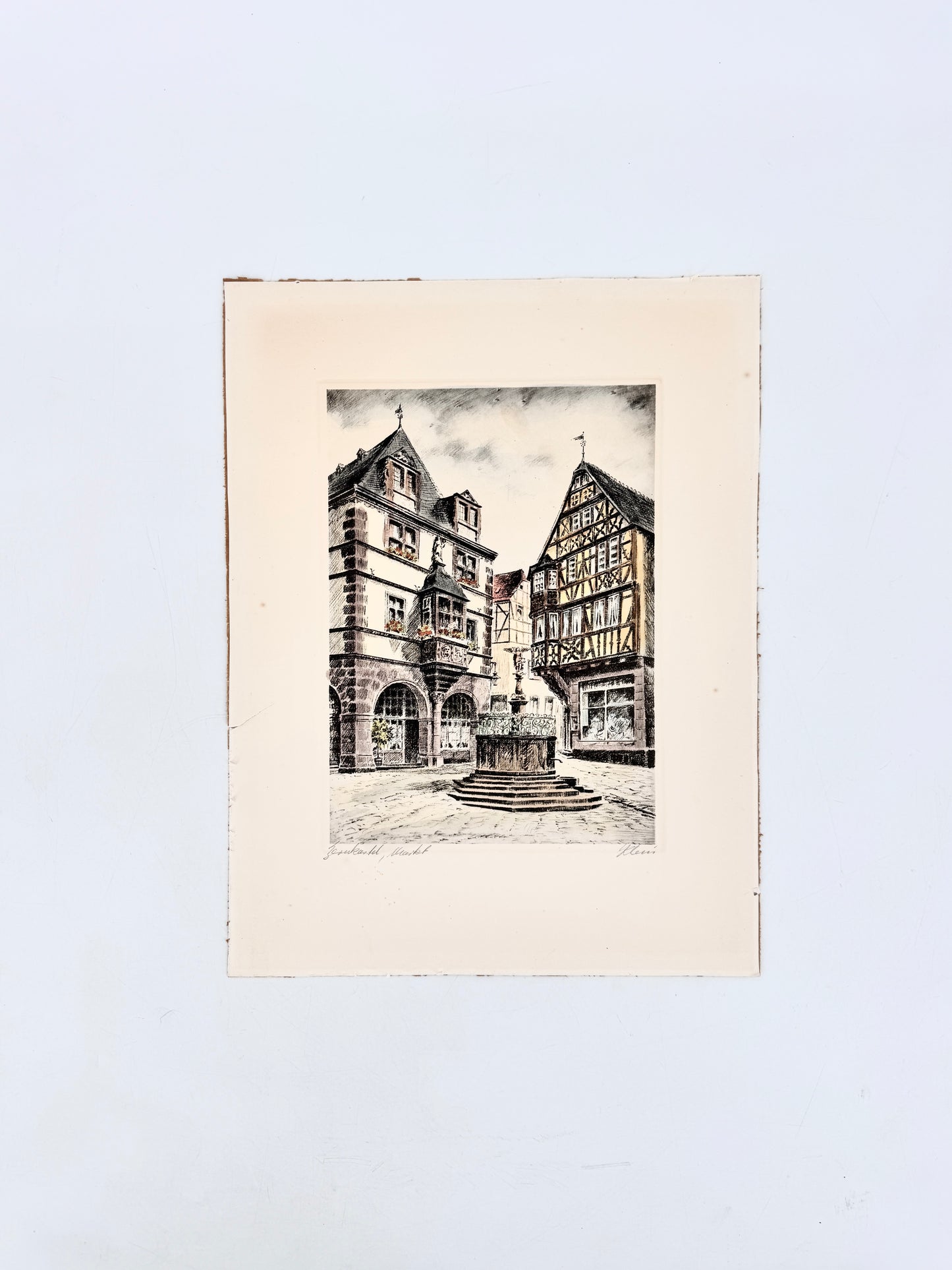 Bernkastel-Kues, Markt. Radierung