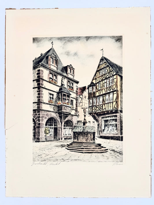 Bernkastel-Kues, Markt. Radierung