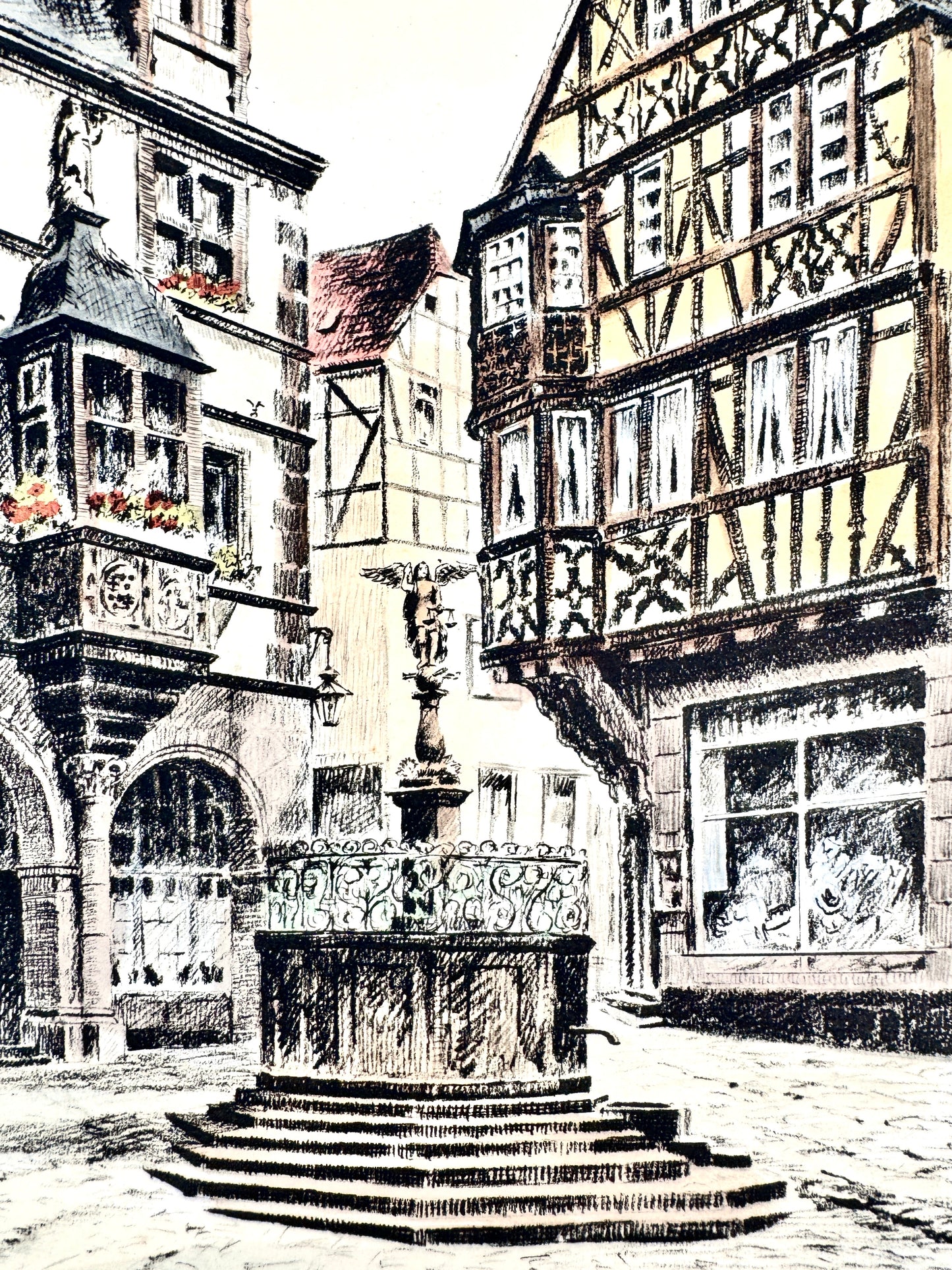 Bernkastel-Kues, Markt. Radierung