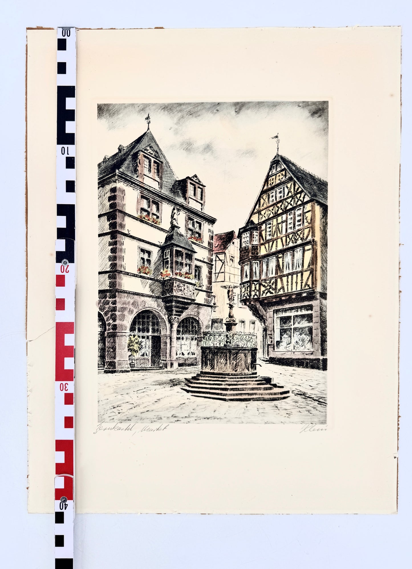 Bernkastel-Kues, Markt. Radierung