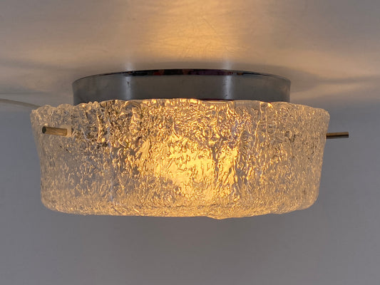 Deckenlampe / Plafoniere von Kaiser Leuchten oder Hillebrand Leuchten, Eisglas, 60er