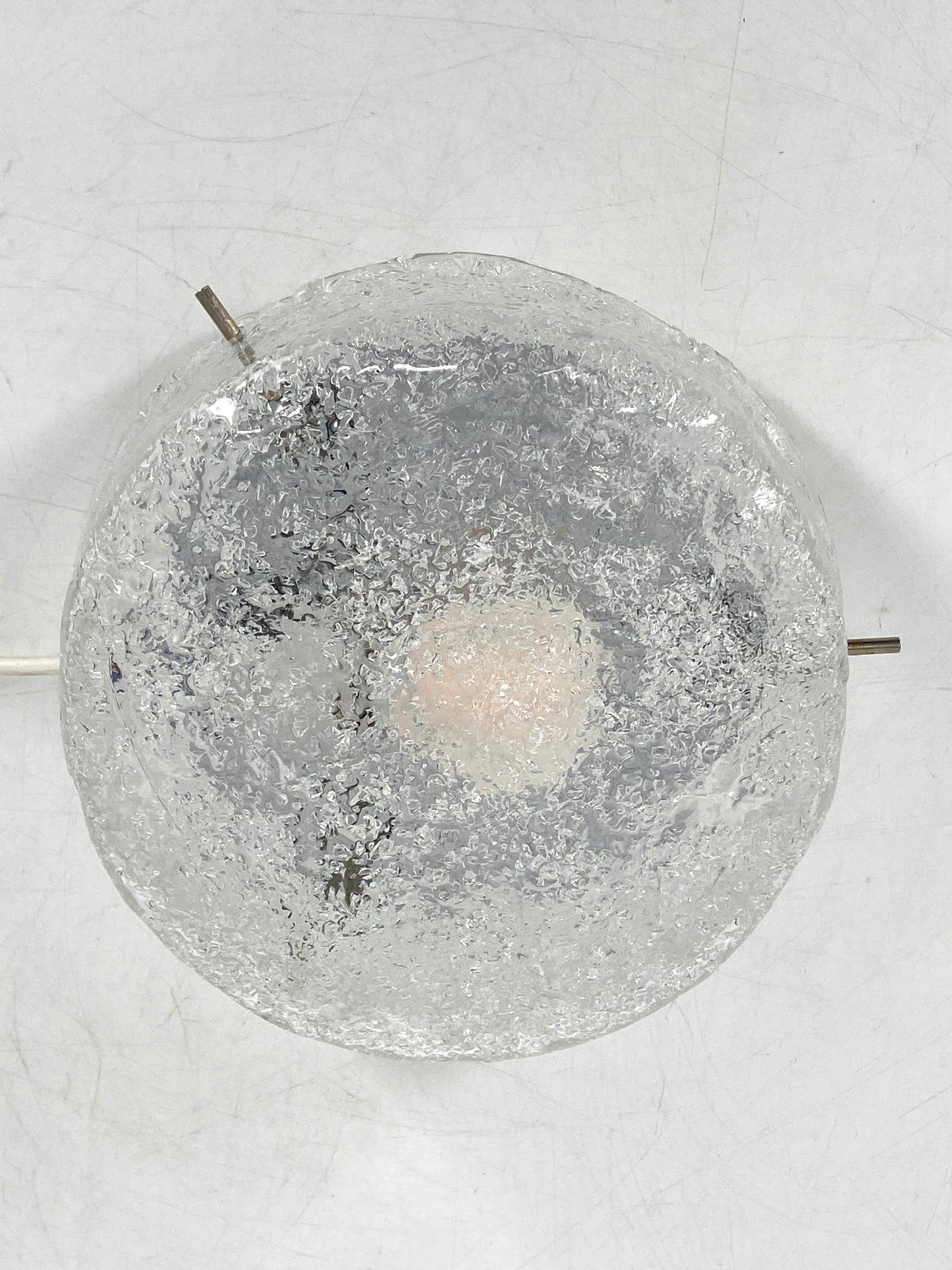 Deckenlampe / Plafoniere von Kaiser Leuchten oder Hillebrand Leuchten, Eisglas, 60er