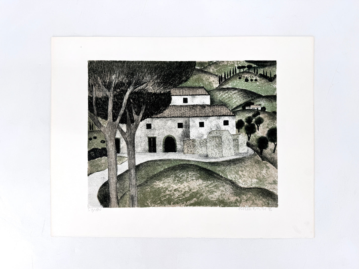 Litografie, Herbert Breiter. Mediterrane Landschaft, modern