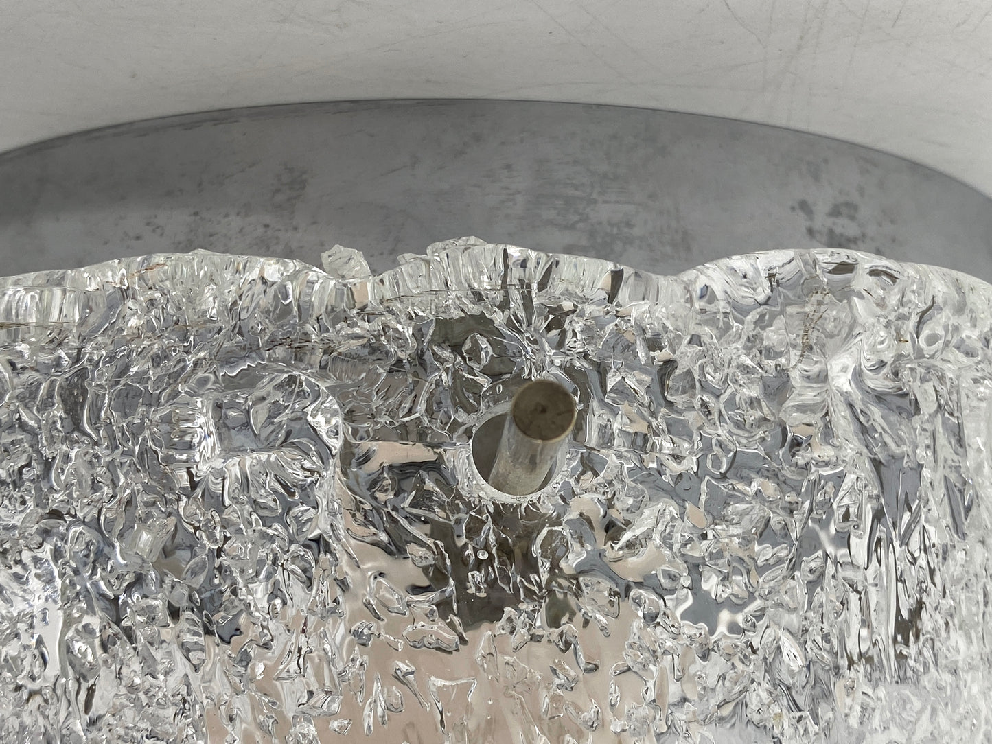 Deckenlampe / Plafoniere von Kaiser Leuchten oder Hillebrand Leuchten, Eisglas, 60er