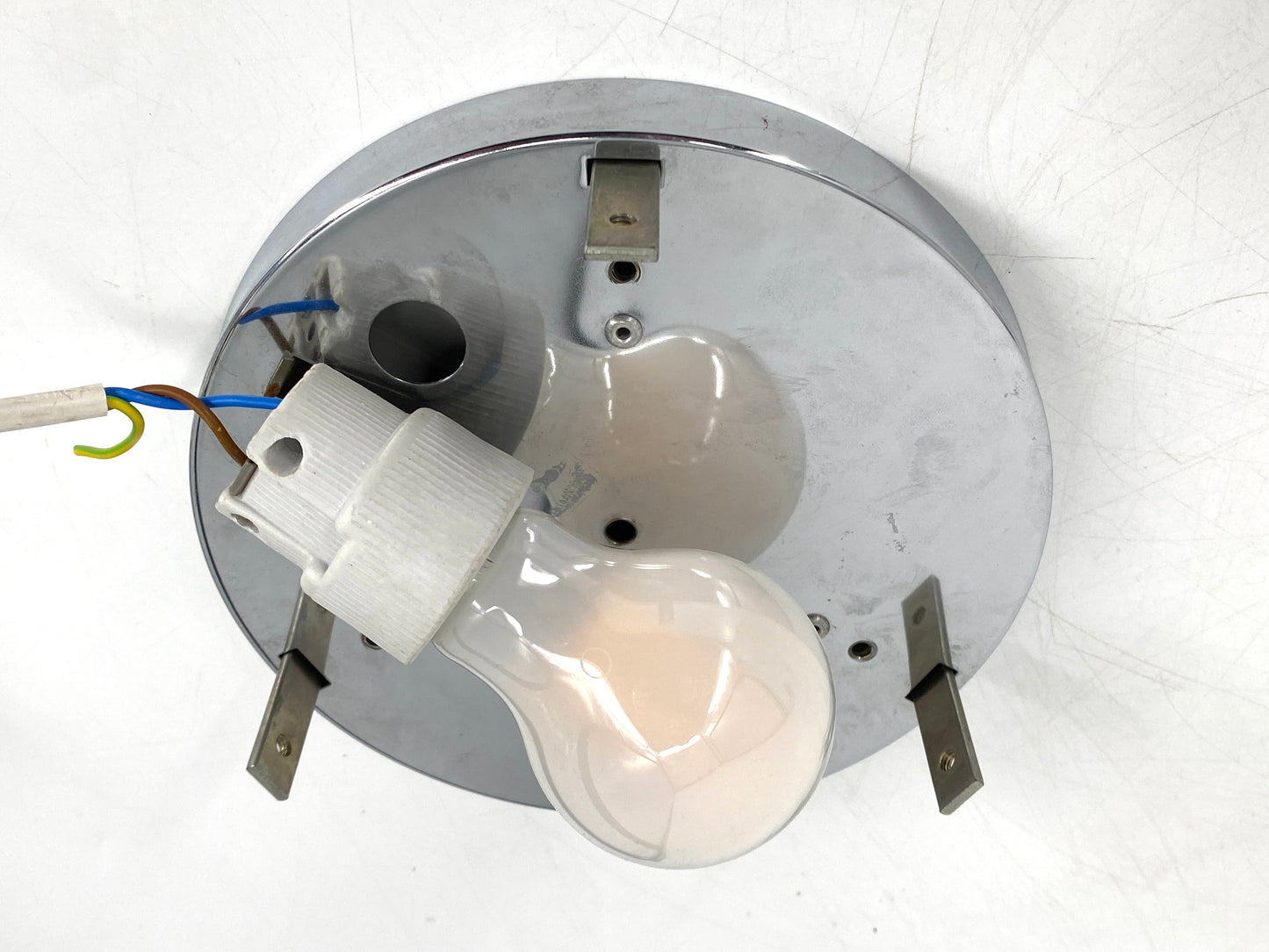 Deckenlampe / Plafoniere von Kaiser Leuchten oder Hillebrand Leuchten, Eisglas, 60er
