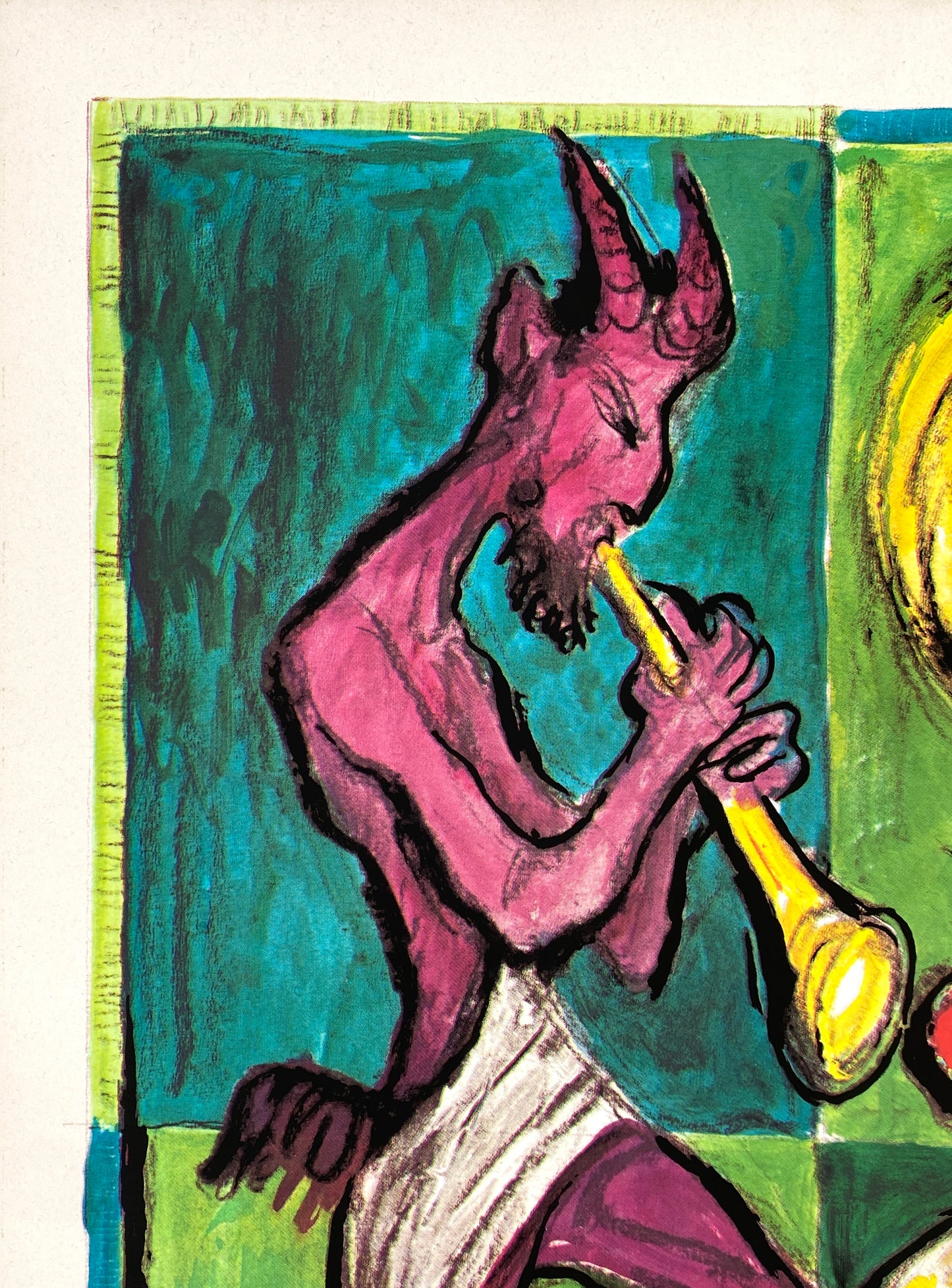 Sieb- und Offsetdruck „Faun mit Hahn“ von Albert Birkle (1900–1986) mit Zertifikat, handsigniert und nummeriert