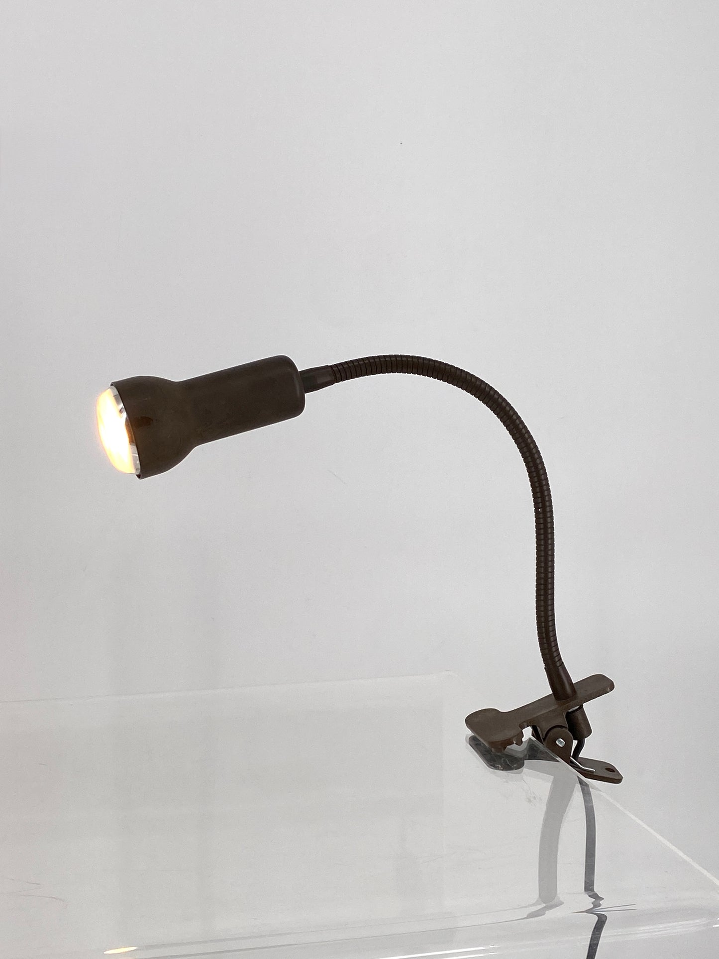 Braune Spot Klemmlampe, 80er