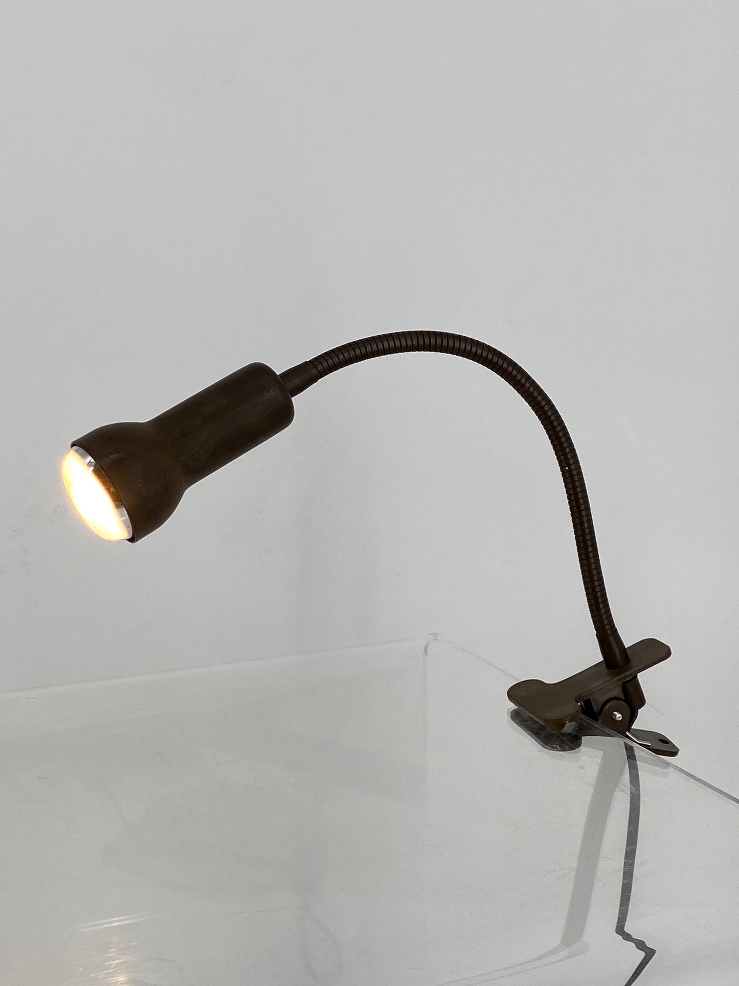 Braune Spot Klemmlampe, 80er