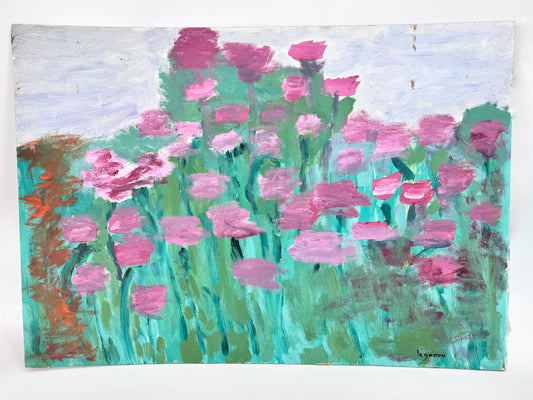 Blumenwiese mit Flieder-Himmel. Gemälde, Kgorov