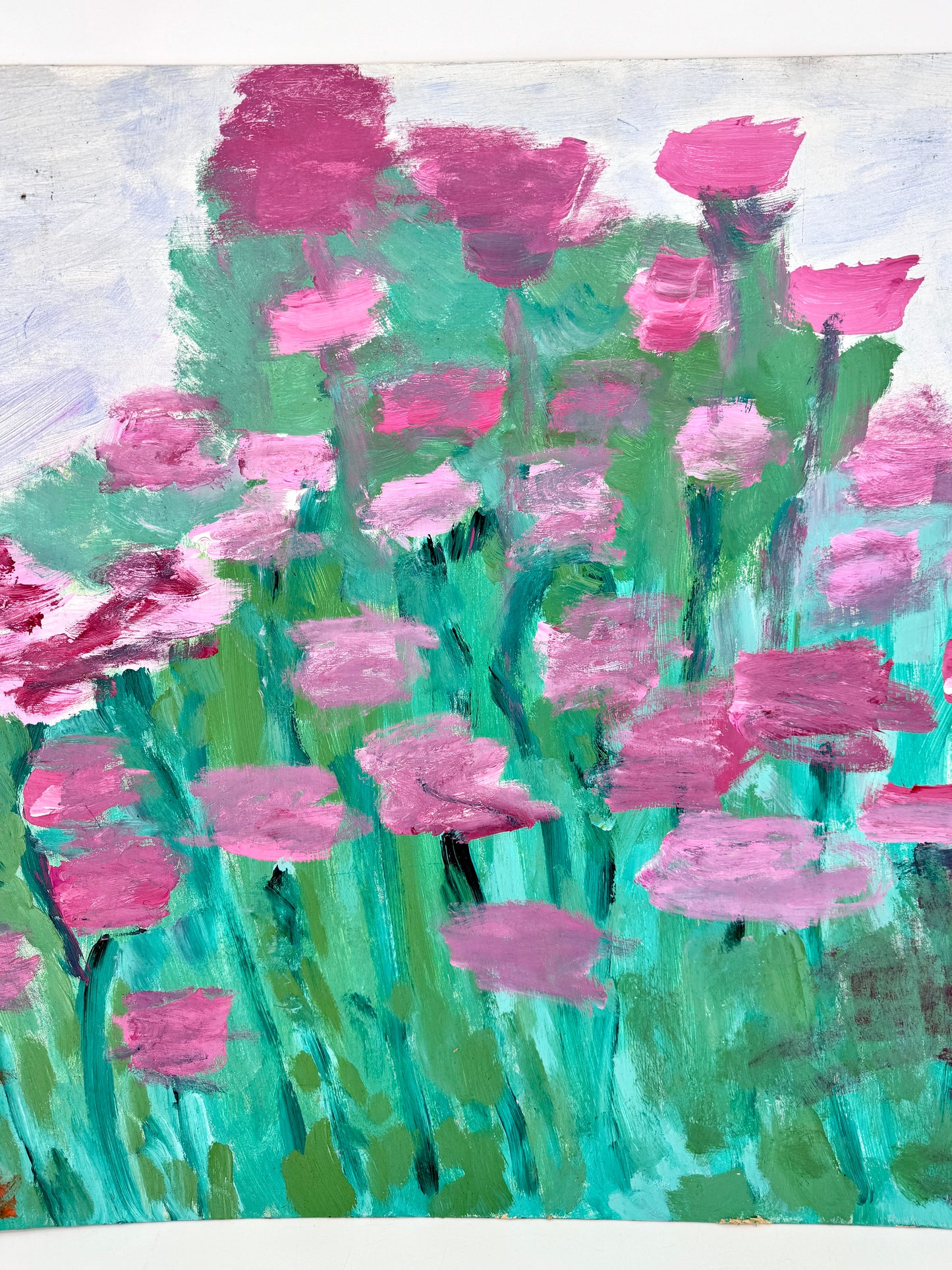 Blumenwiese mit Flieder-Himmel. Gemälde, Kgorov