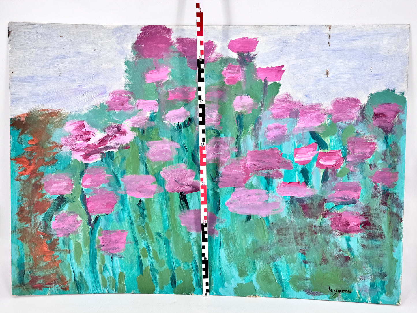 Blumenwiese mit Flieder-Himmel. Gemälde, Kgorov