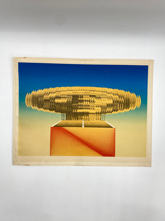 Kunstdruck "Adam, warum zitterst du?" des Wiener Künstlers Rudolf Hausner, Mid Century