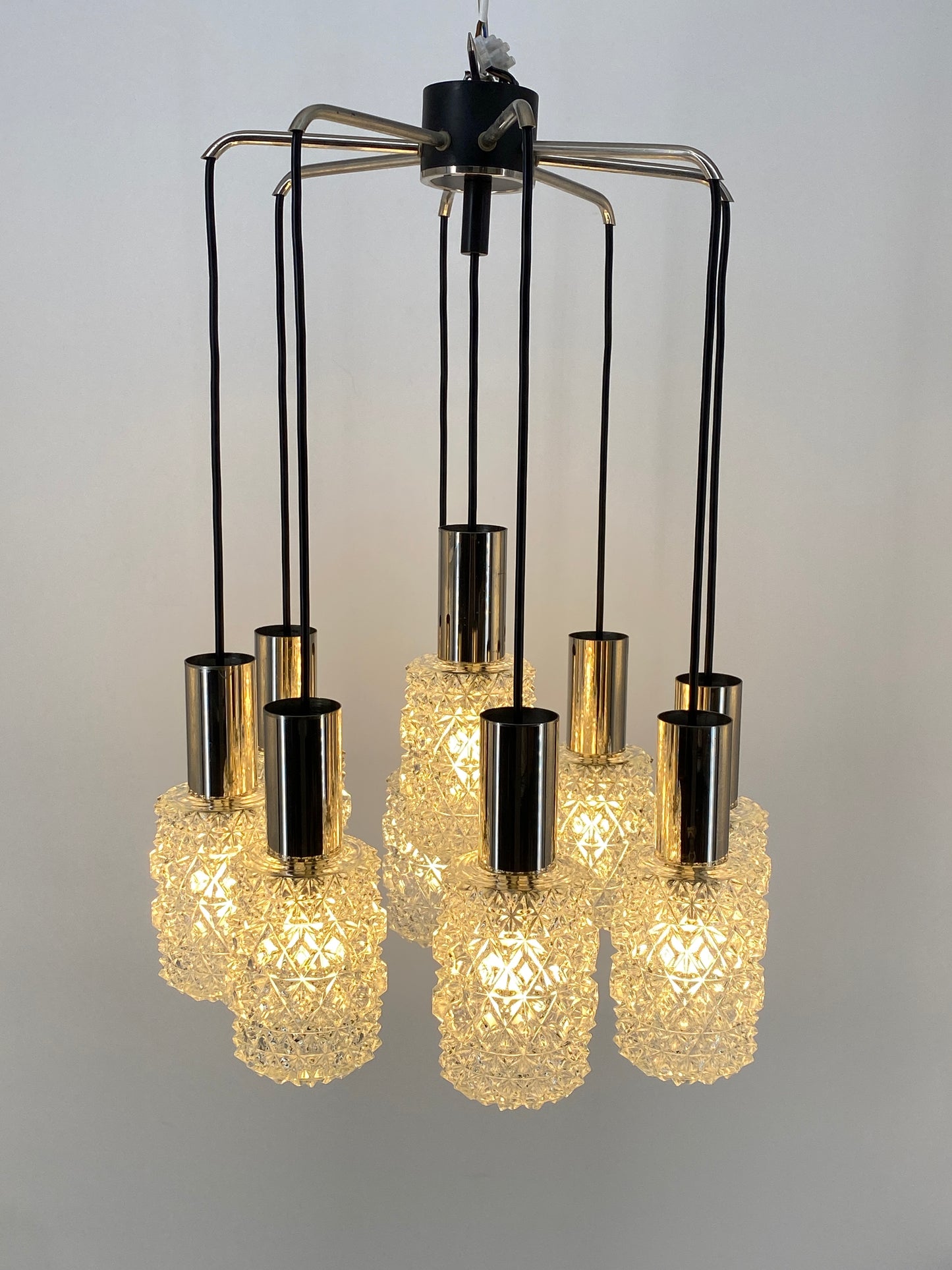 9 flammige Kaskadenlampe "Nr. 421" von Bankamp Leuchten, 60/70er