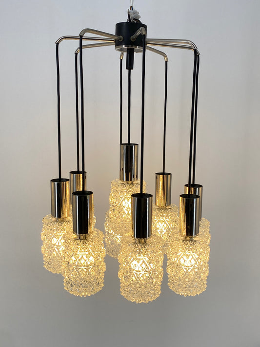 9 flammige Kaskadenlampe "Nr. 421" von Bankamp Leuchten, 60/70er