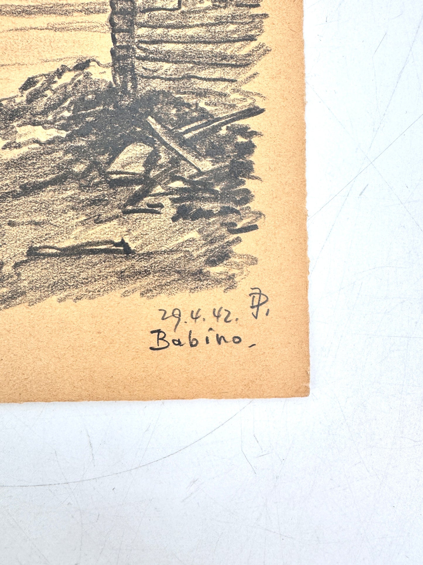 Zeichnung, Karren in Babino - Kroatien. Josef Dorner