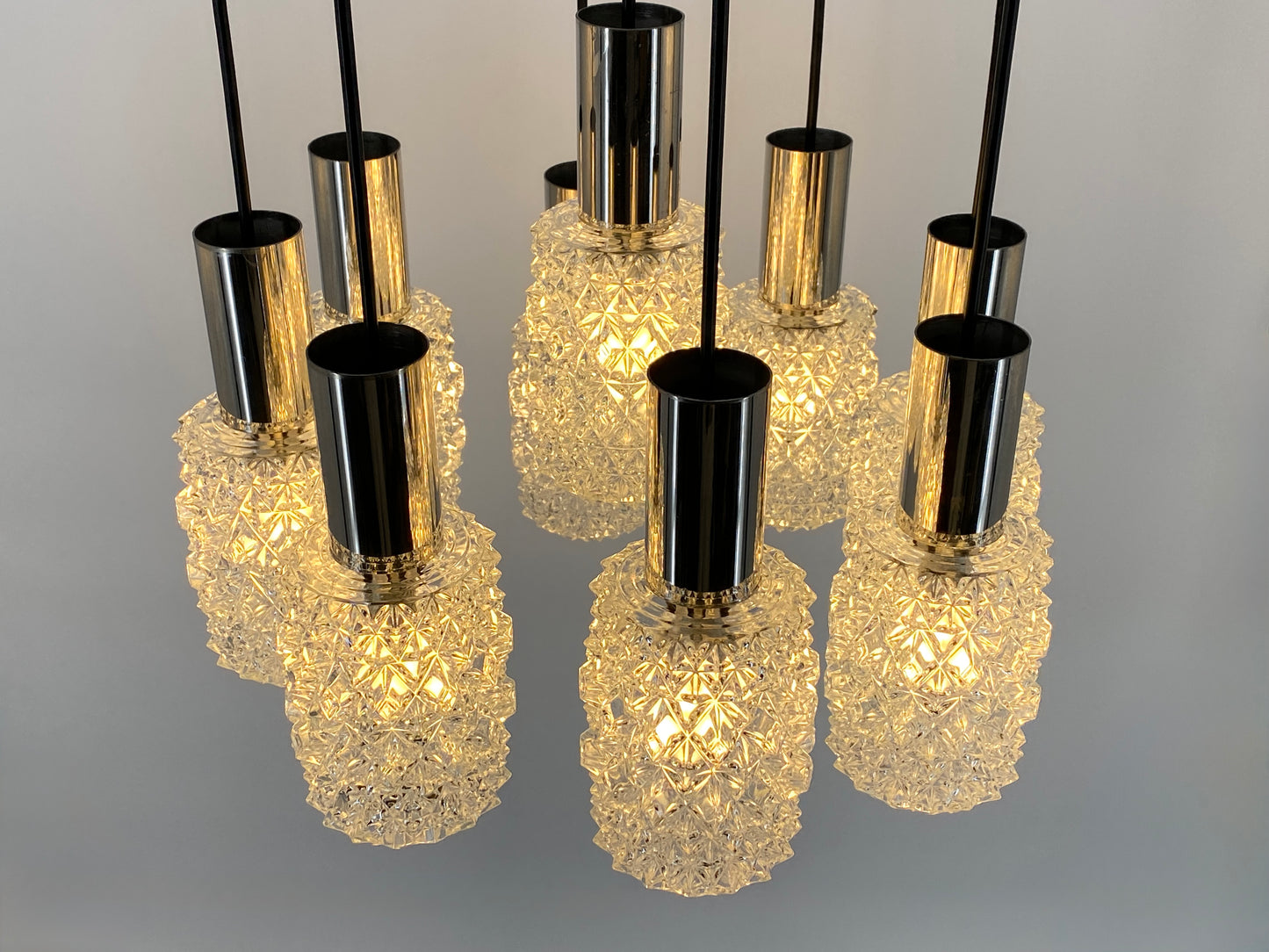 9 flammige Kaskadenlampe "Nr. 421" von Bankamp Leuchten, 60/70er