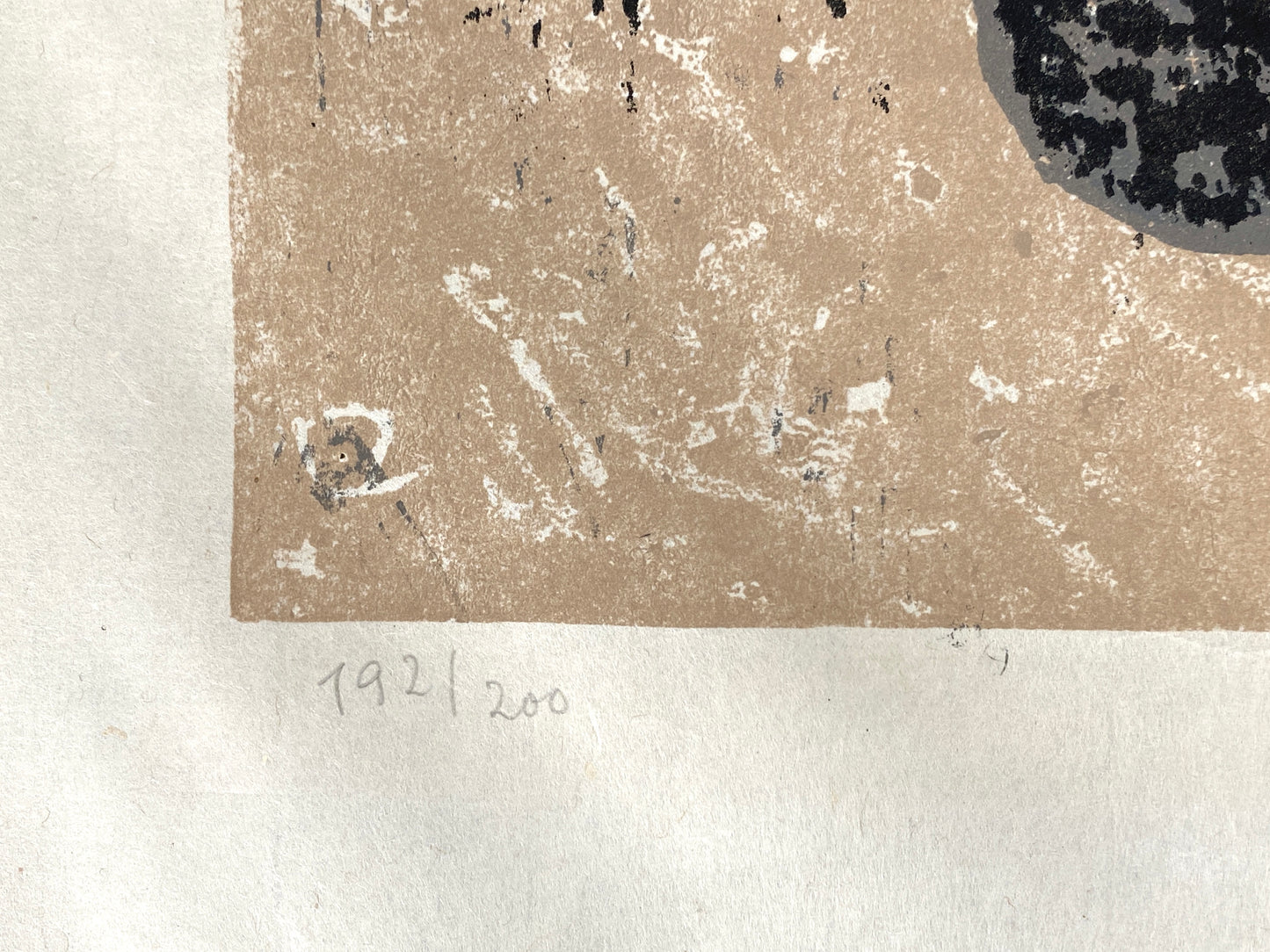 Dreifarbiger Linolschnitt "Elefanten" von Hermann Teuber, nummeriert und handsigniert, 1967