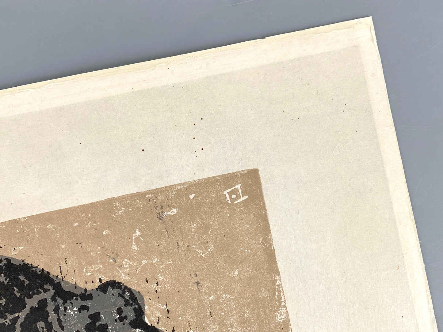 Dreifarbiger Linolschnitt "Elefanten" von Hermann Teuber, nummeriert und handsigniert, 1967