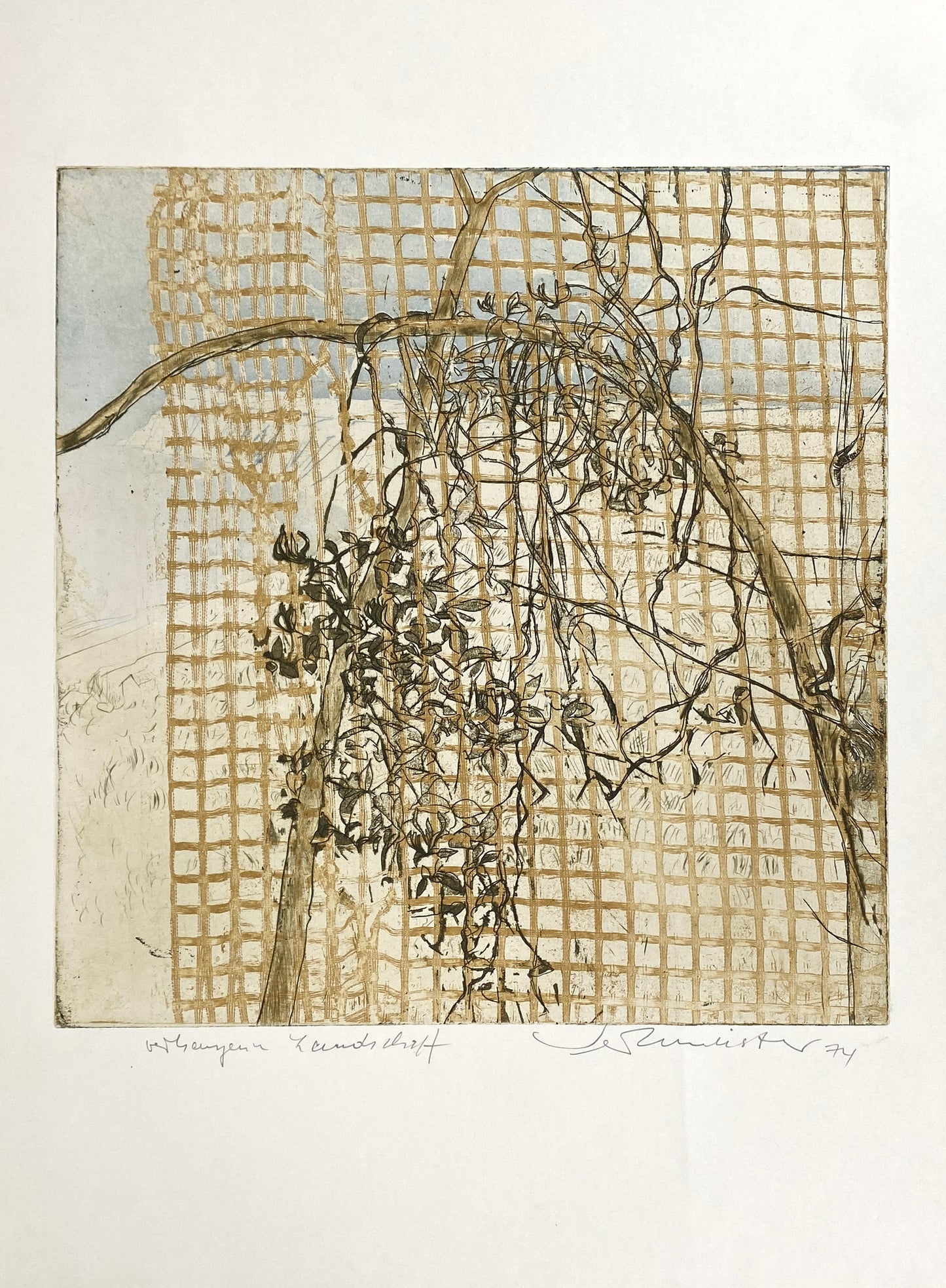 Farbradierung "Verhangene Landschaft" von Wolfgang Werkmeister, Griffelkunst Edition, 1974