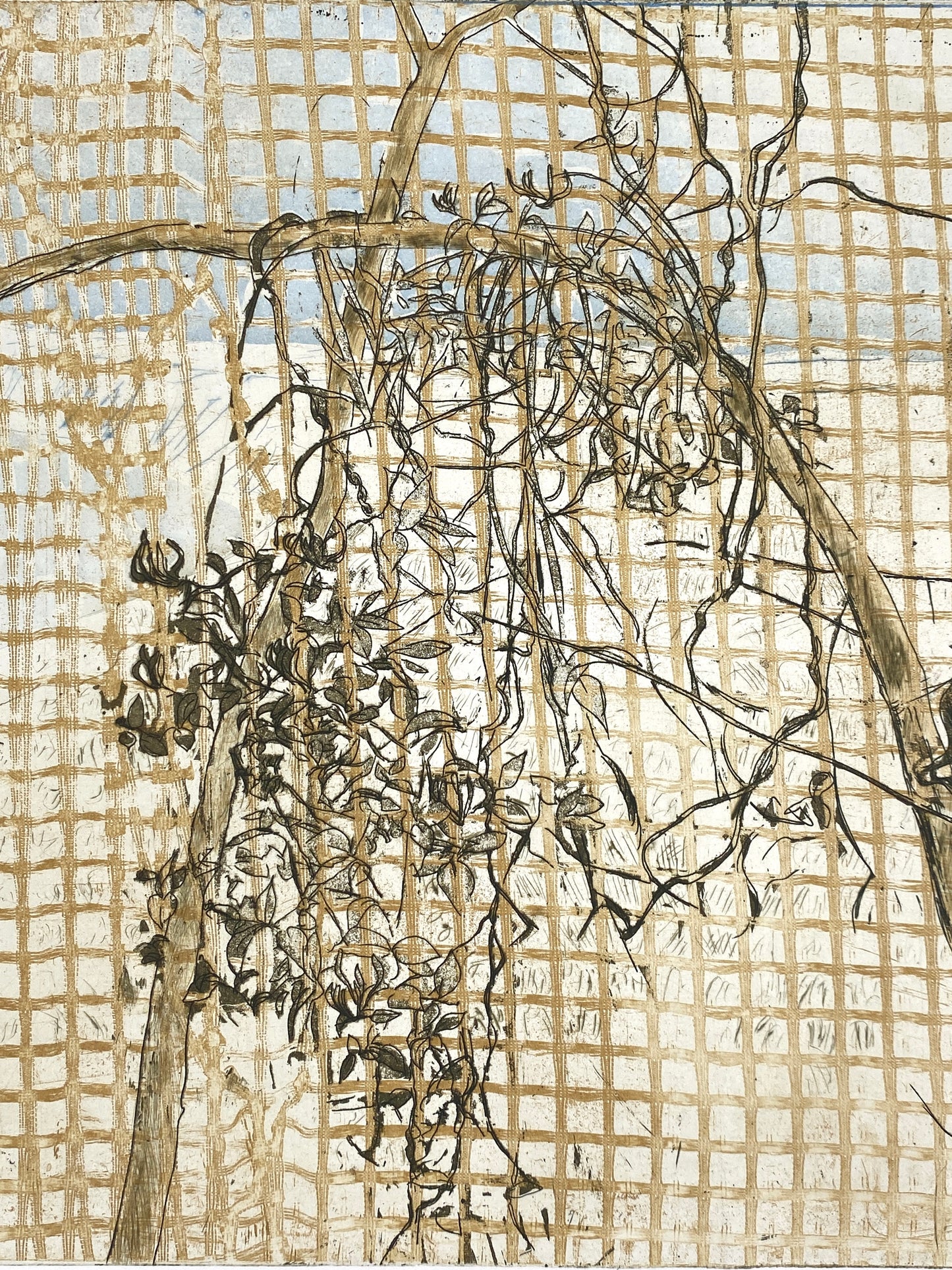 Farbradierung "Verhangene Landschaft" von Wolfgang Werkmeister, Griffelkunst Edition, 1974