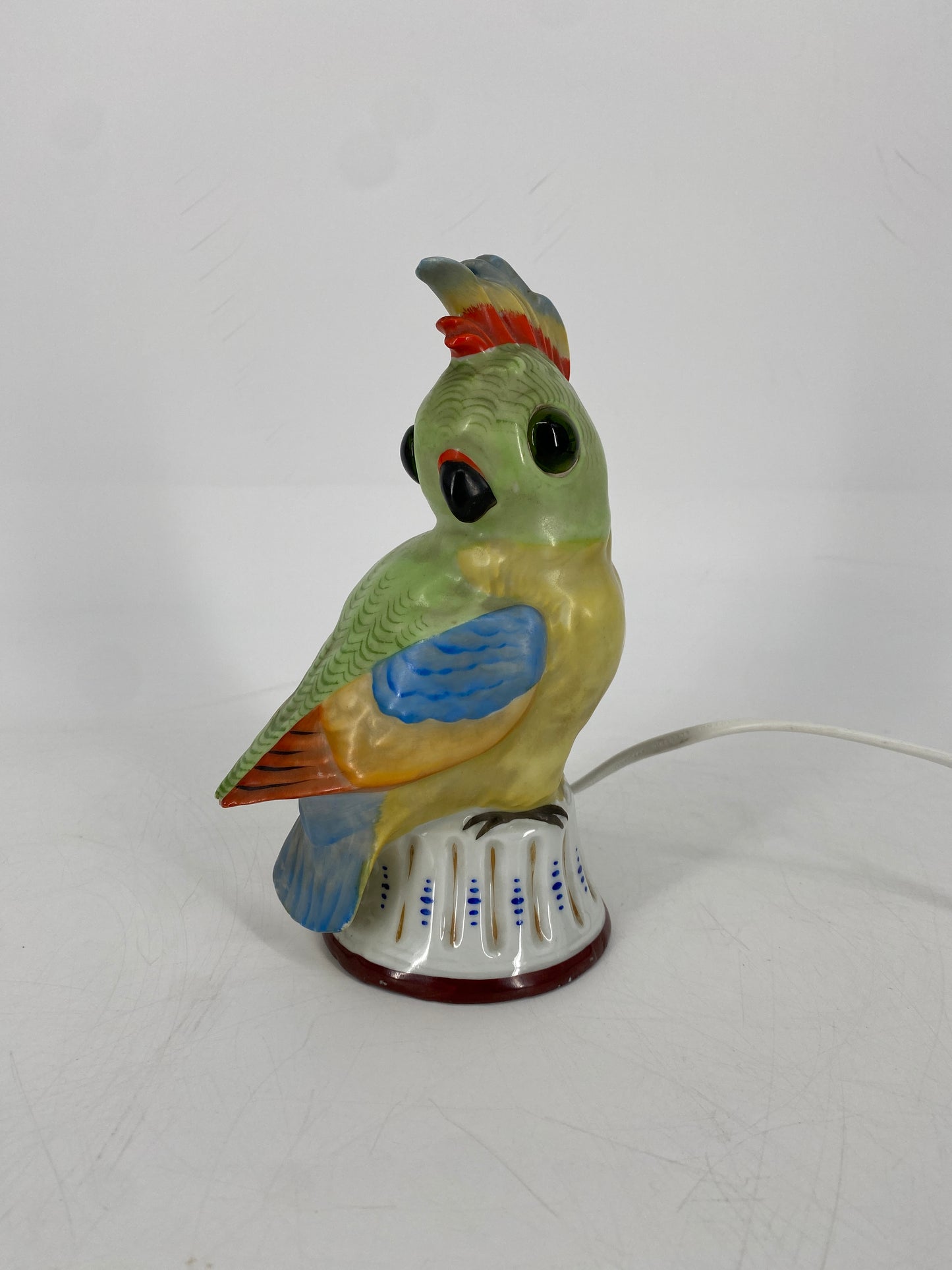 Keramik Tischlampe in Form eines Kakadus, DDR 1970er