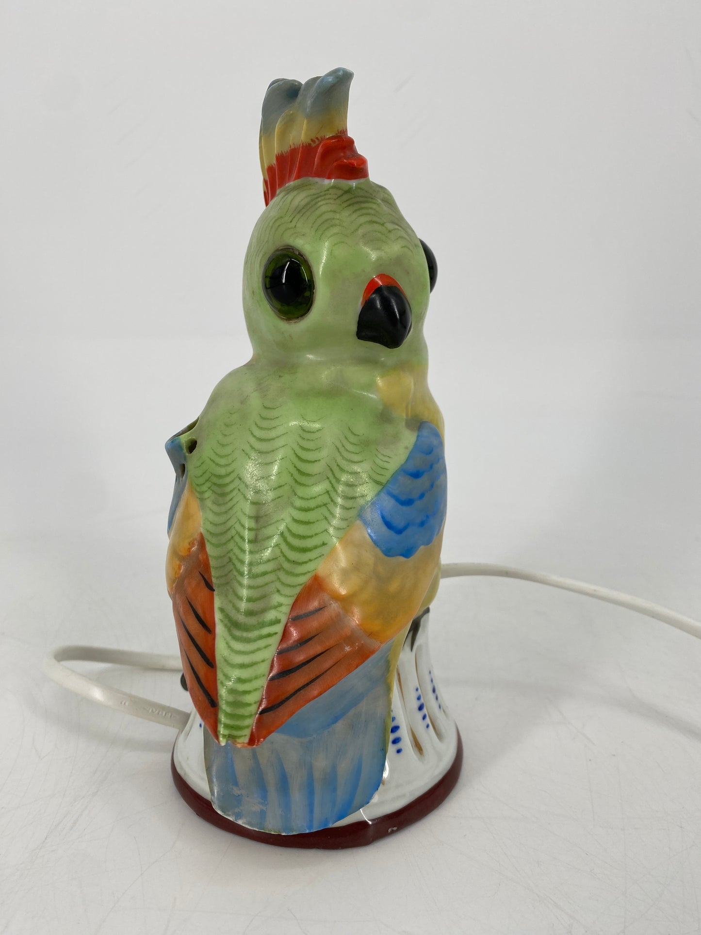 Keramik Tischlampe in Form eines Kakadus, DDR 1970er