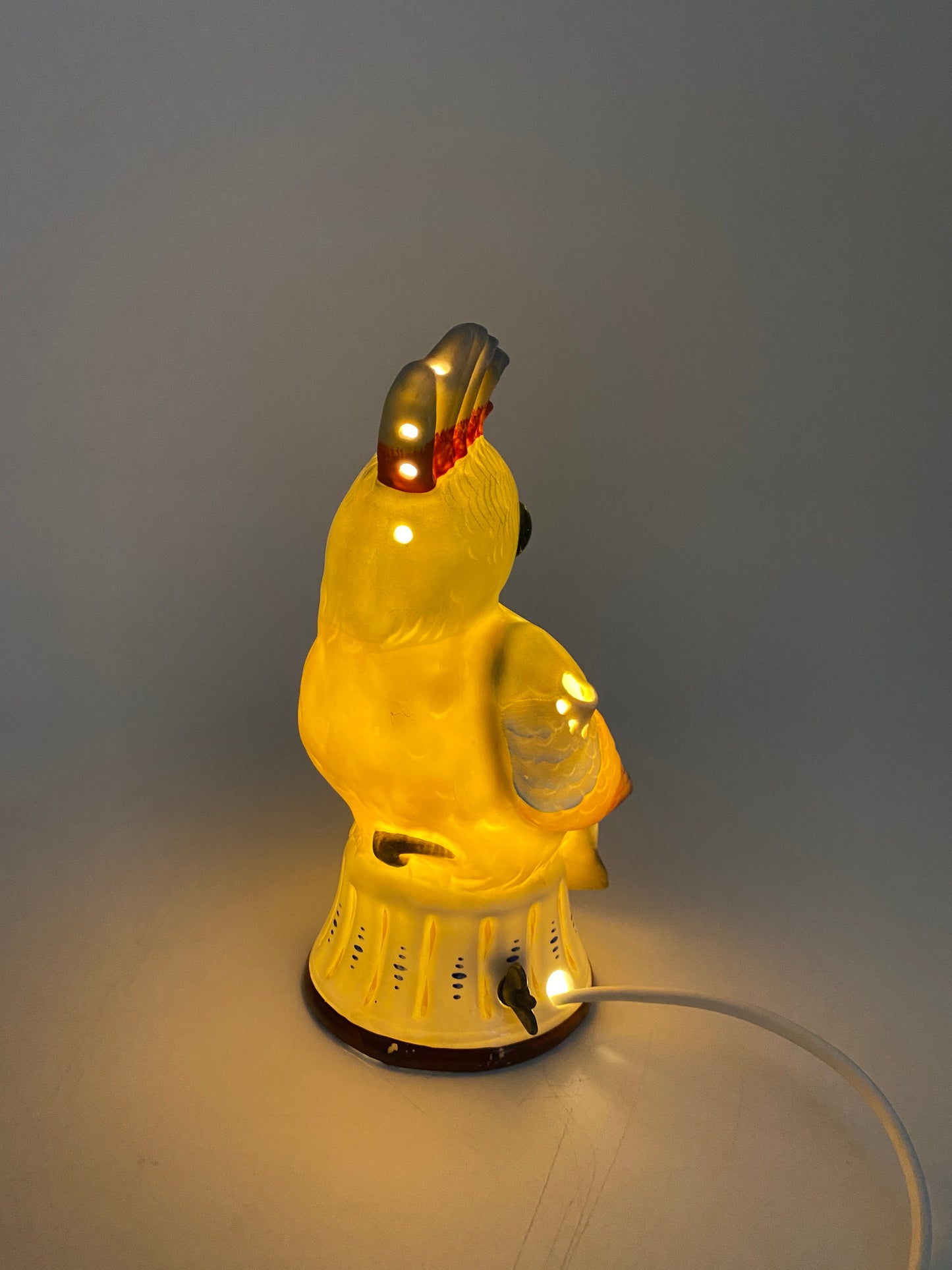 Keramik Tischlampe in Form eines Kakadus, DDR 1970er