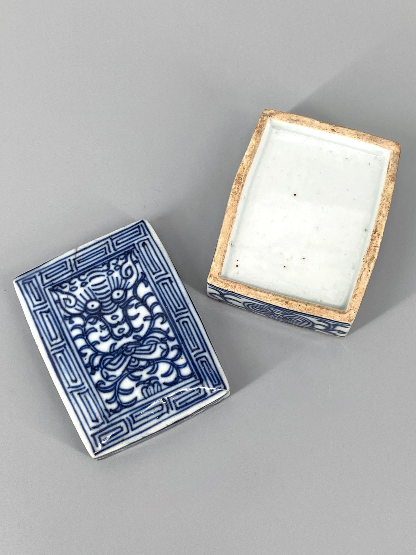 antike chinesische Porzellan Deckeldose, aus der Qing Dynastie