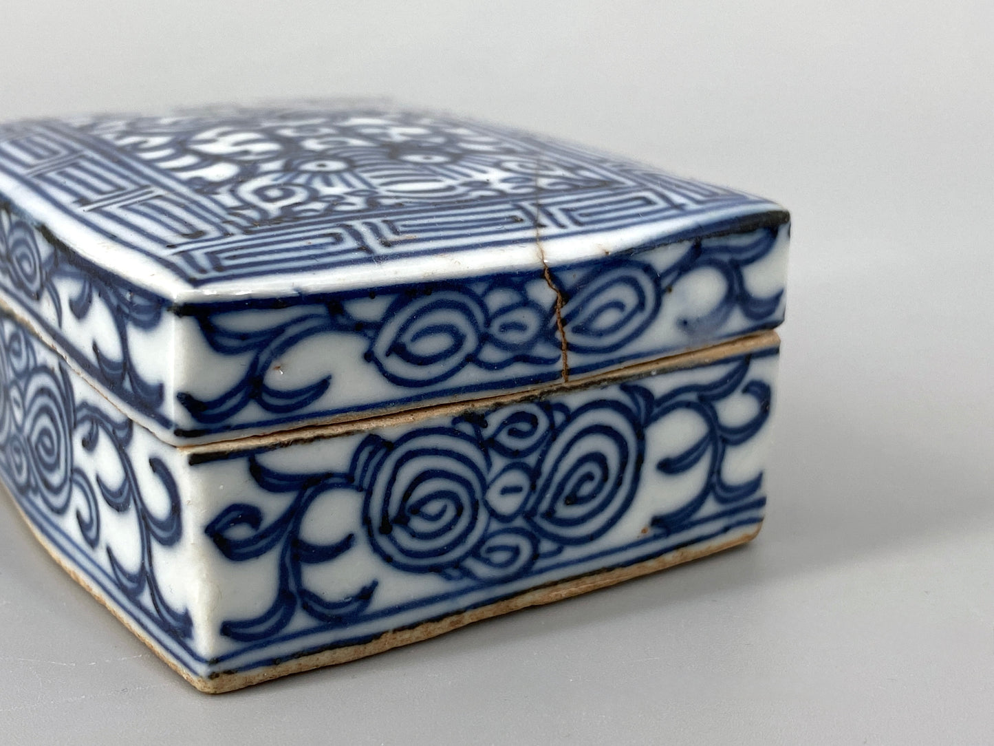 antike chinesische Porzellan Deckeldose, aus der Qing Dynastie