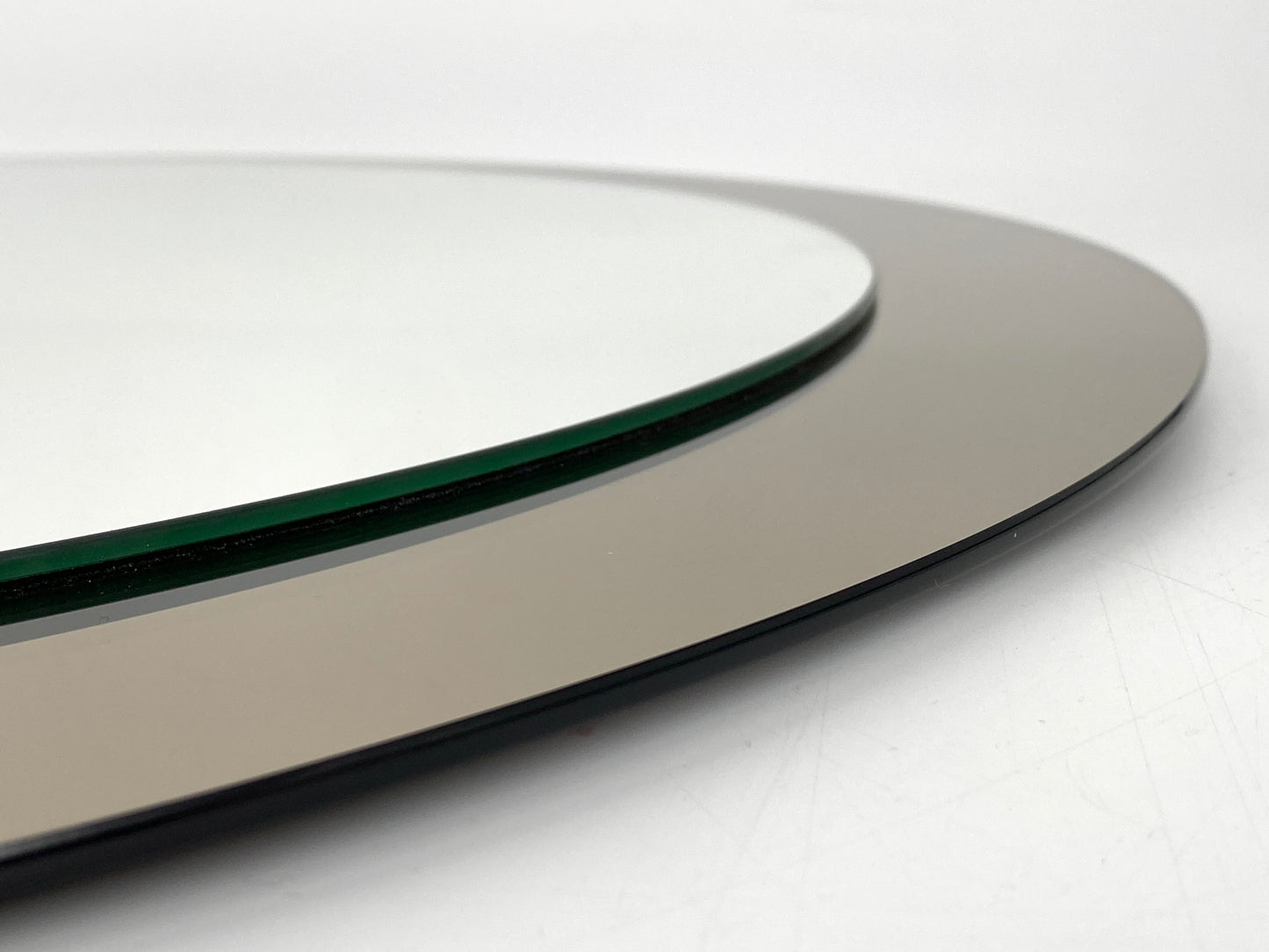 Runder Space Age Design Wandspiegel mit Rauchglas von Schöninger Kristallglas, Deutschland 1970er