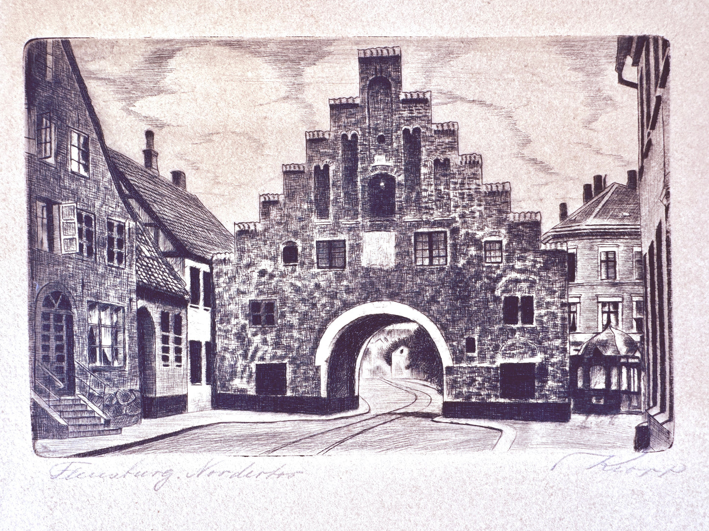 Radierung, Flensburg Nordertor